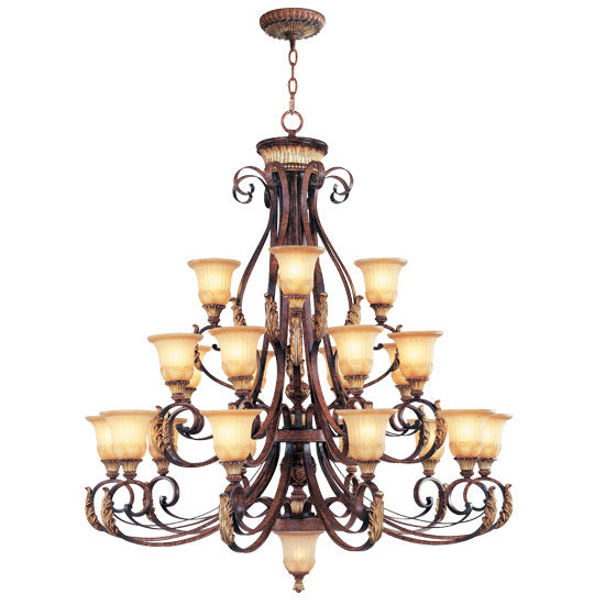 Livex Lighting VILLA VERONA 8569-63 Chandelier Traditional - Hand Applied Verona Bronze With Aged Gold Leaf Accents