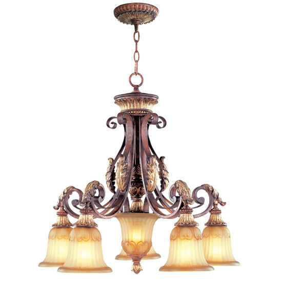 Livex Lighting VILLA VERONA 8575-63 Chandelier Traditional - Hand Applied Verona Bronze With Aged Gold Leaf Accents