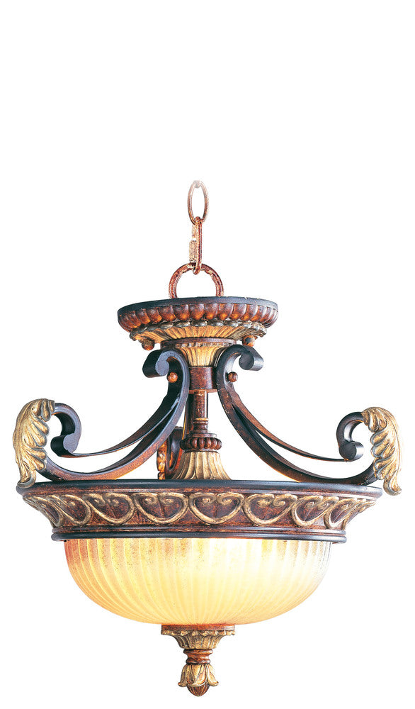 Livex Lighting VILLA VERONA 8577-63 Pendant Traditional - Hand Applied Verona Bronze With Aged Gold Leaf Accents