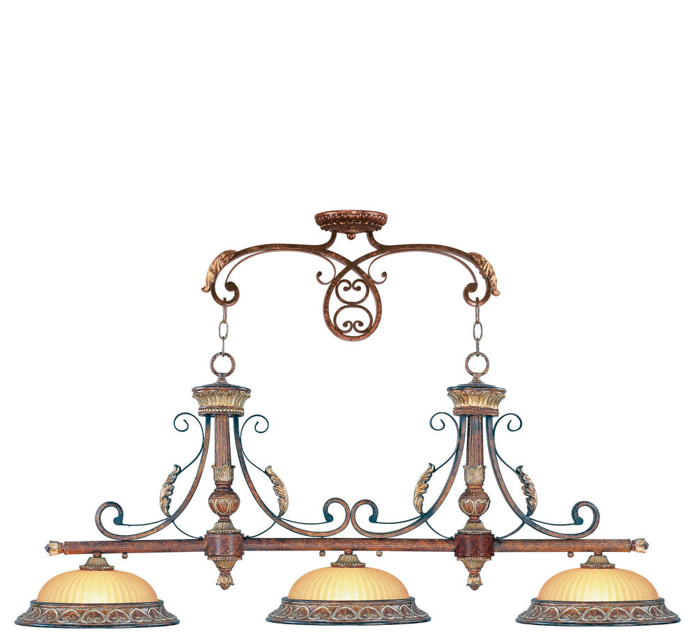 Livex Lighting VILLA VERONA 8584-63 Island Traditional - Hand Applied Verona Bronze With Aged Gold Leaf Accents