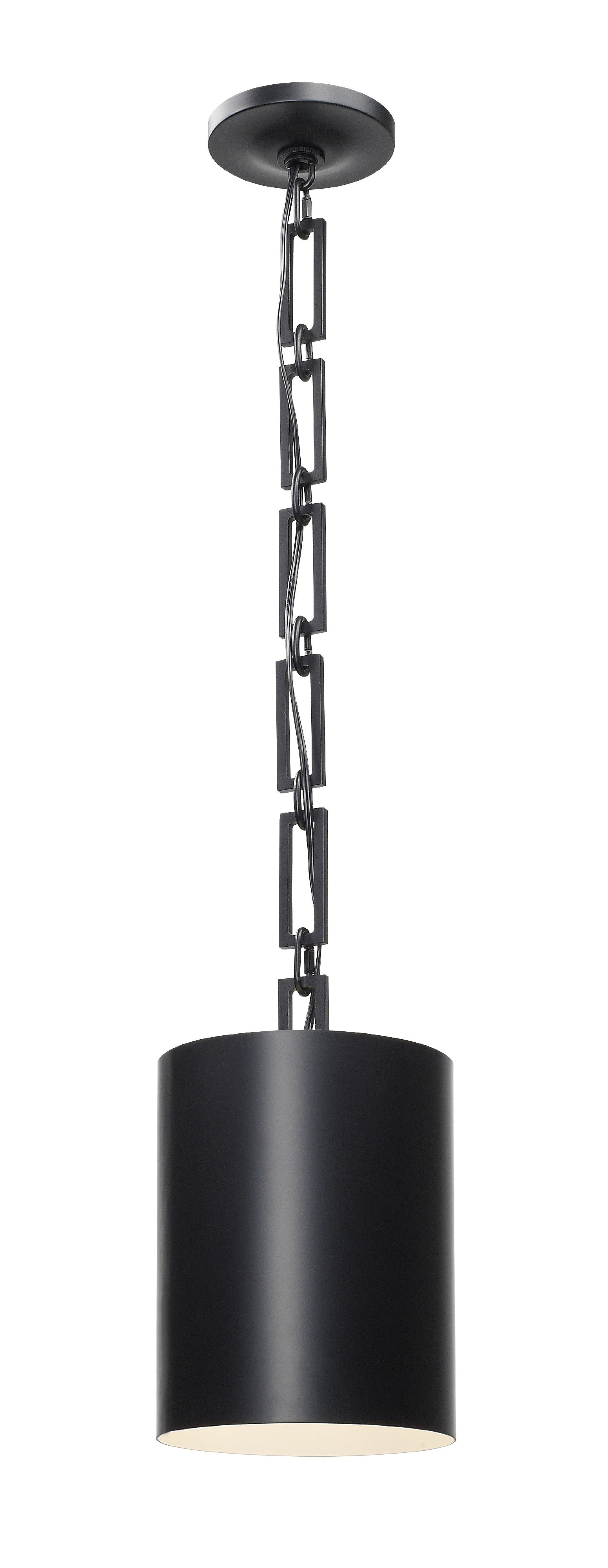 Crystorama Alston 8680-MK-WH – 8 Inch – 1 Light – Pendant Light – Matte Black + White – Dry Rated