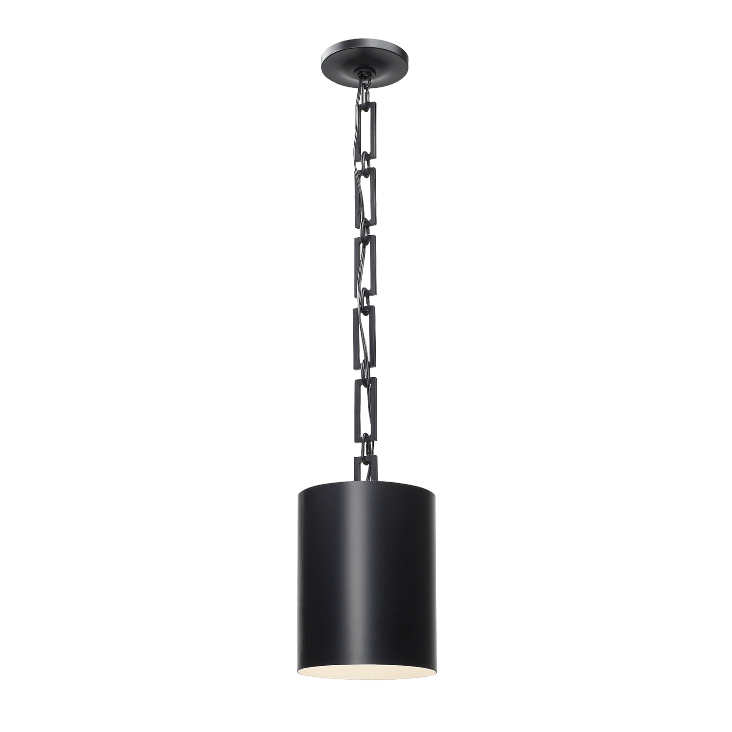 Crystorama Alston 8680-MK-WH – 8 Inch – 1 Light – Pendant Light – Matte Black + White – Dry Rated