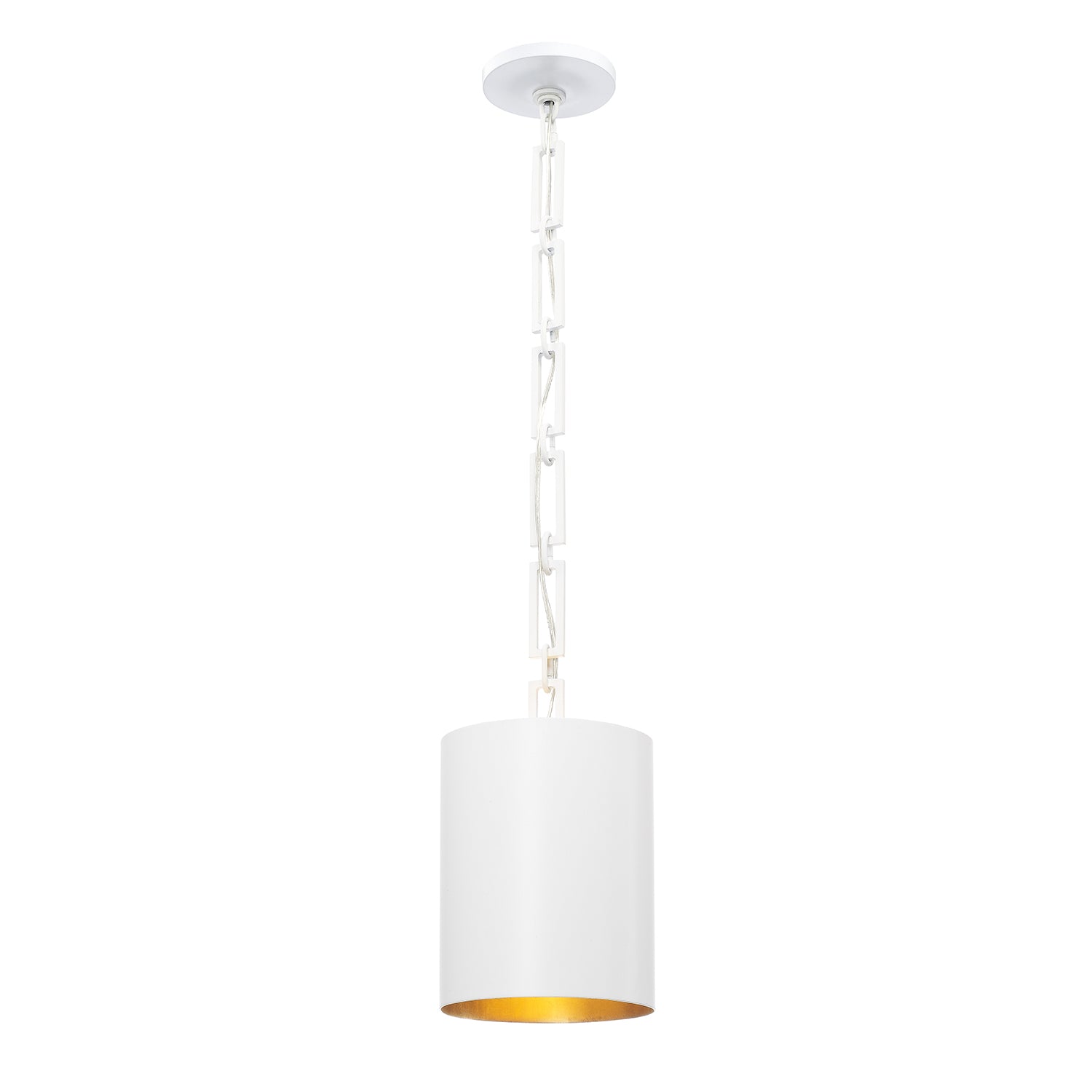 Crystorama Alston 8680-MT-GA – 8 Inch – 1 Light – Pendant Light – Matte White + Antique Gold – Dry Rated
