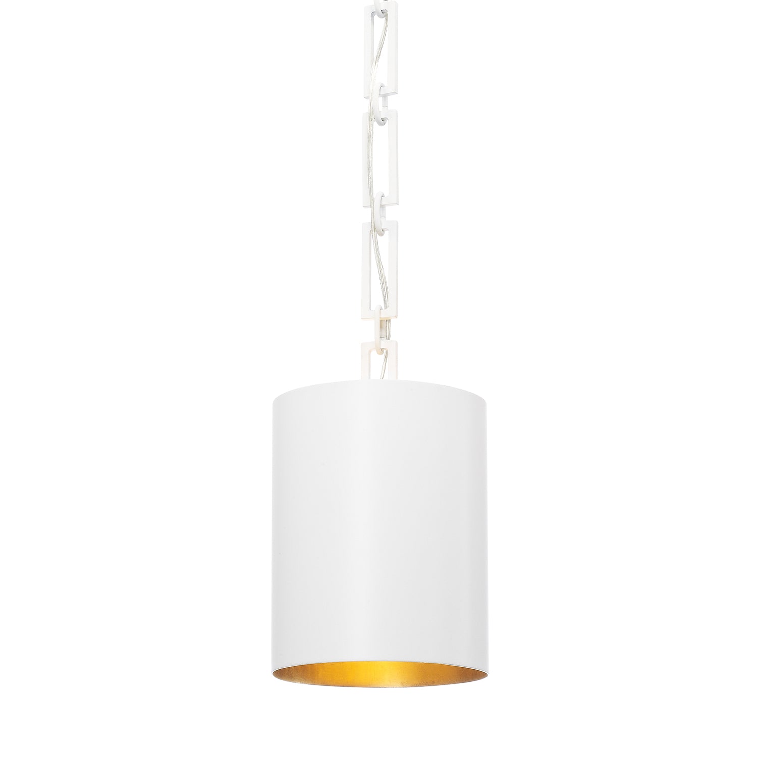 Crystorama Alston 8680-MT-GA – 8 Inch – 1 Light – Pendant Light – Matte White + Antique Gold – Dry Rated