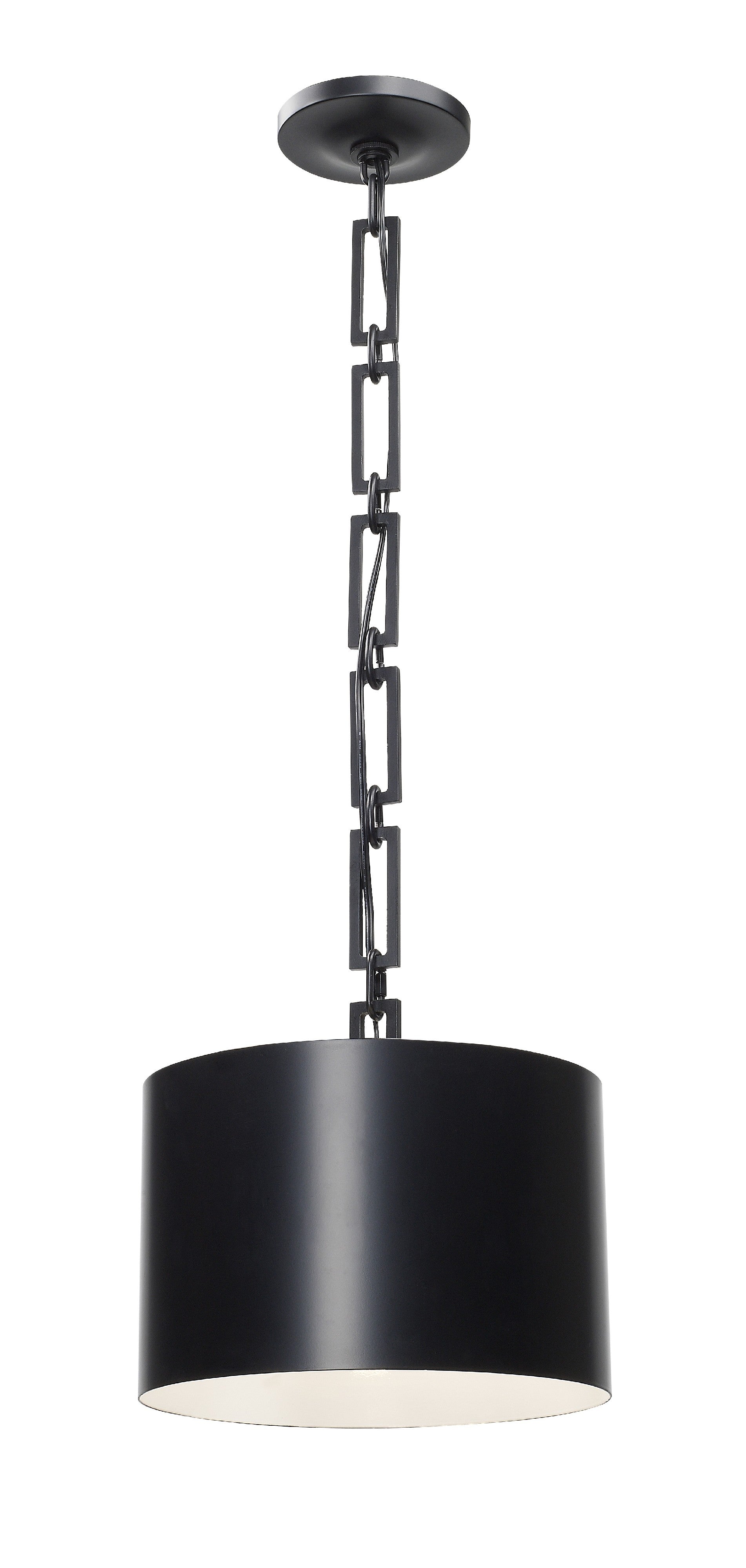 Crystorama Alston 8683-MK-WH – 12 Inch – 1 Light – Pendant Light – Matte Black + White – Dry Rated