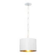 Crystorama Alston 8683-MT-GA – 12 Inch – 1 Light – Pendant Light – Matte White + Antique Gold – Dry Rated