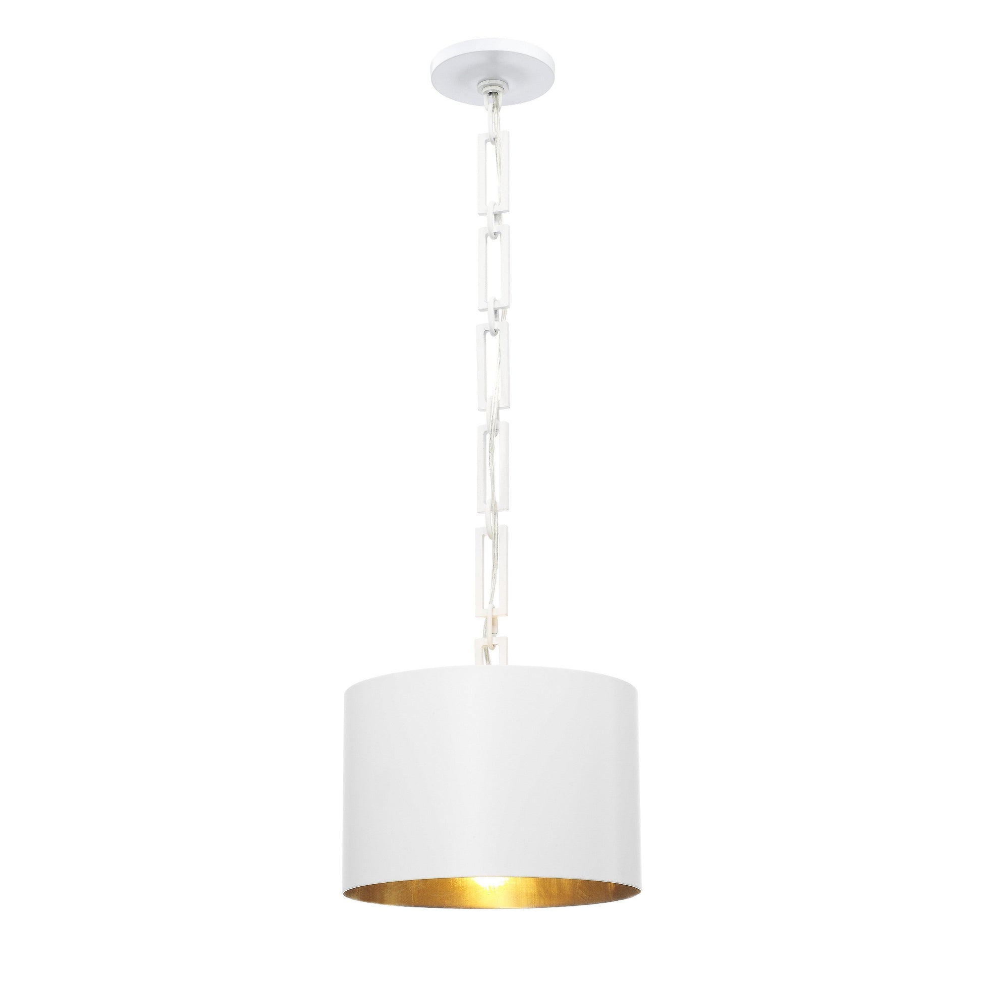 Crystorama Alston 8683-MT-GA – 12 Inch – 1 Light – Pendant Light – Matte White + Antique Gold – Dry Rated