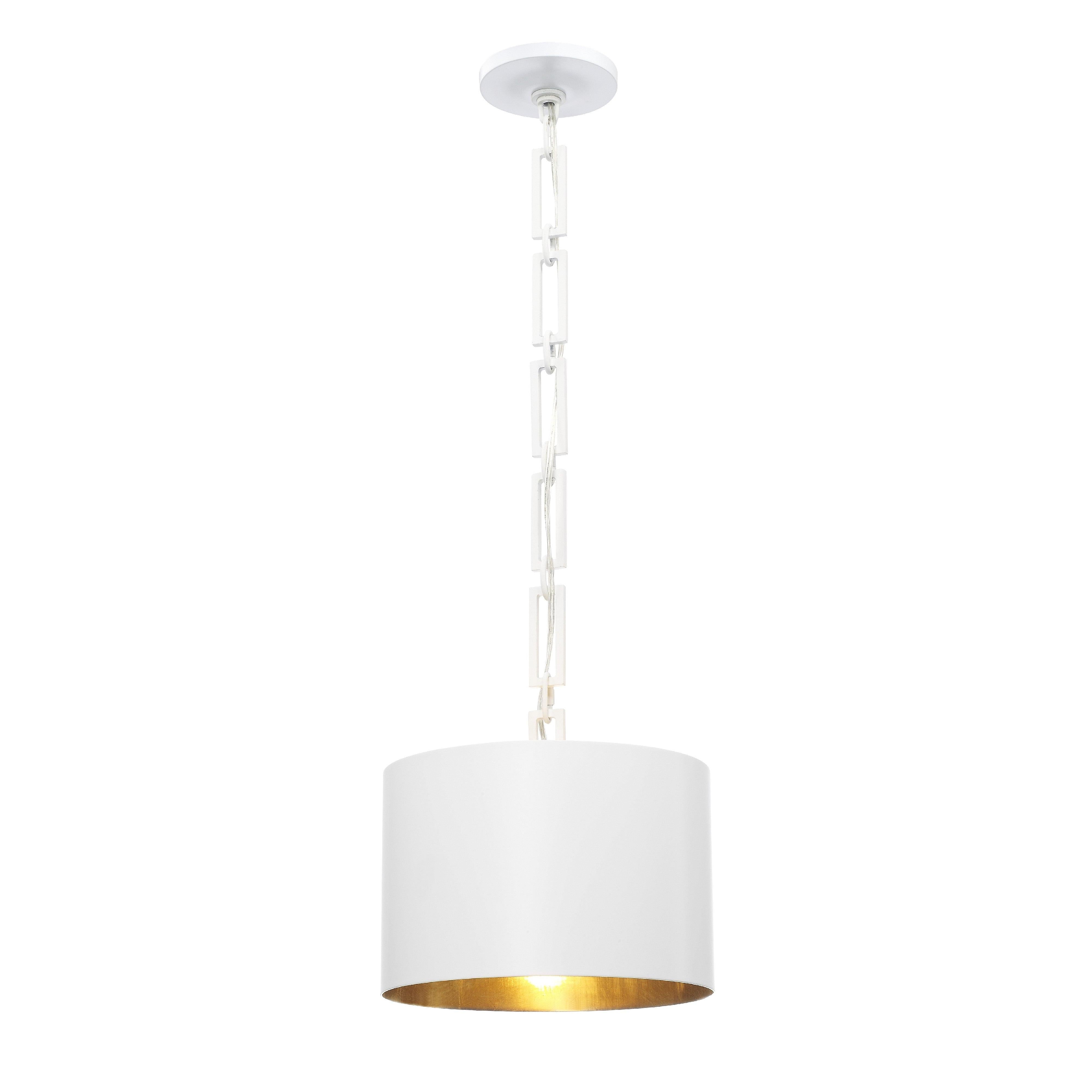 Crystorama Alston 8683-MT-GA – 12 Inch – 1 Light – Pendant Light – Matte White + Antique Gold – Dry Rated