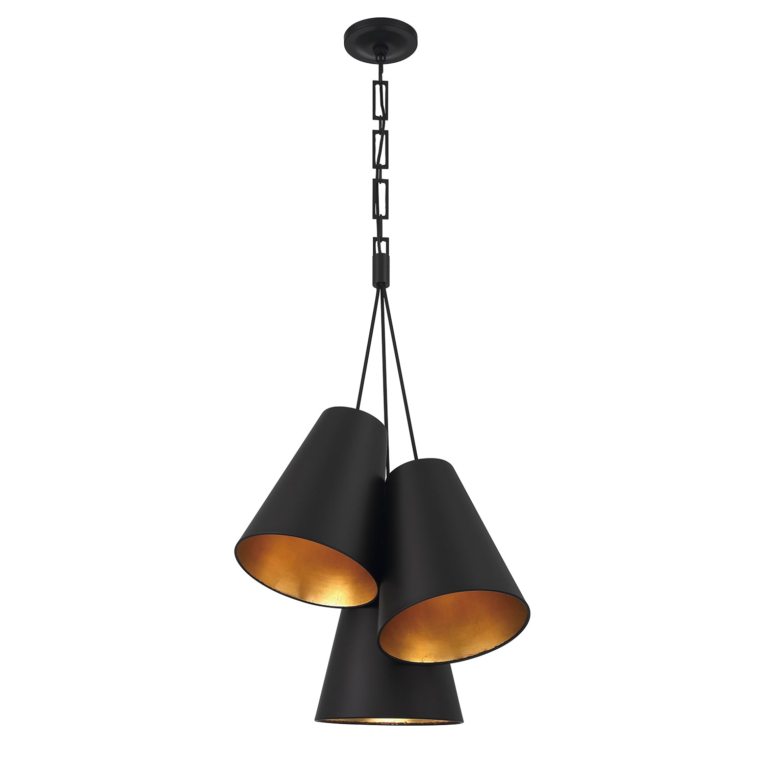 Crystorama Alston 8684-MK-GA – 20 Inch – 3 Light – Pendant Light – Matte Black + Antique Gold – Damp Rated