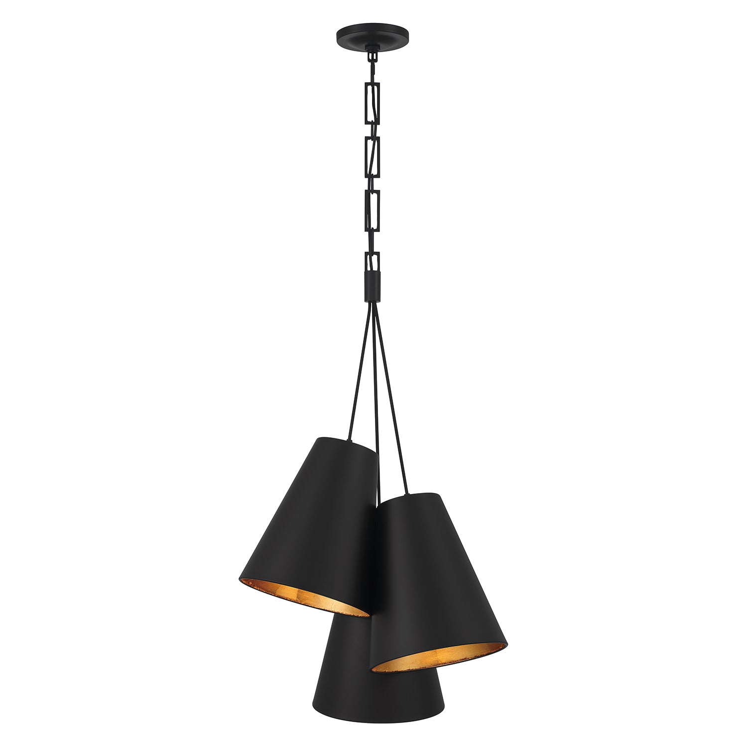 Crystorama Alston 8684-MK-GA – 20 Inch – 3 Light – Pendant Light – Matte Black + Antique Gold – Damp Rated