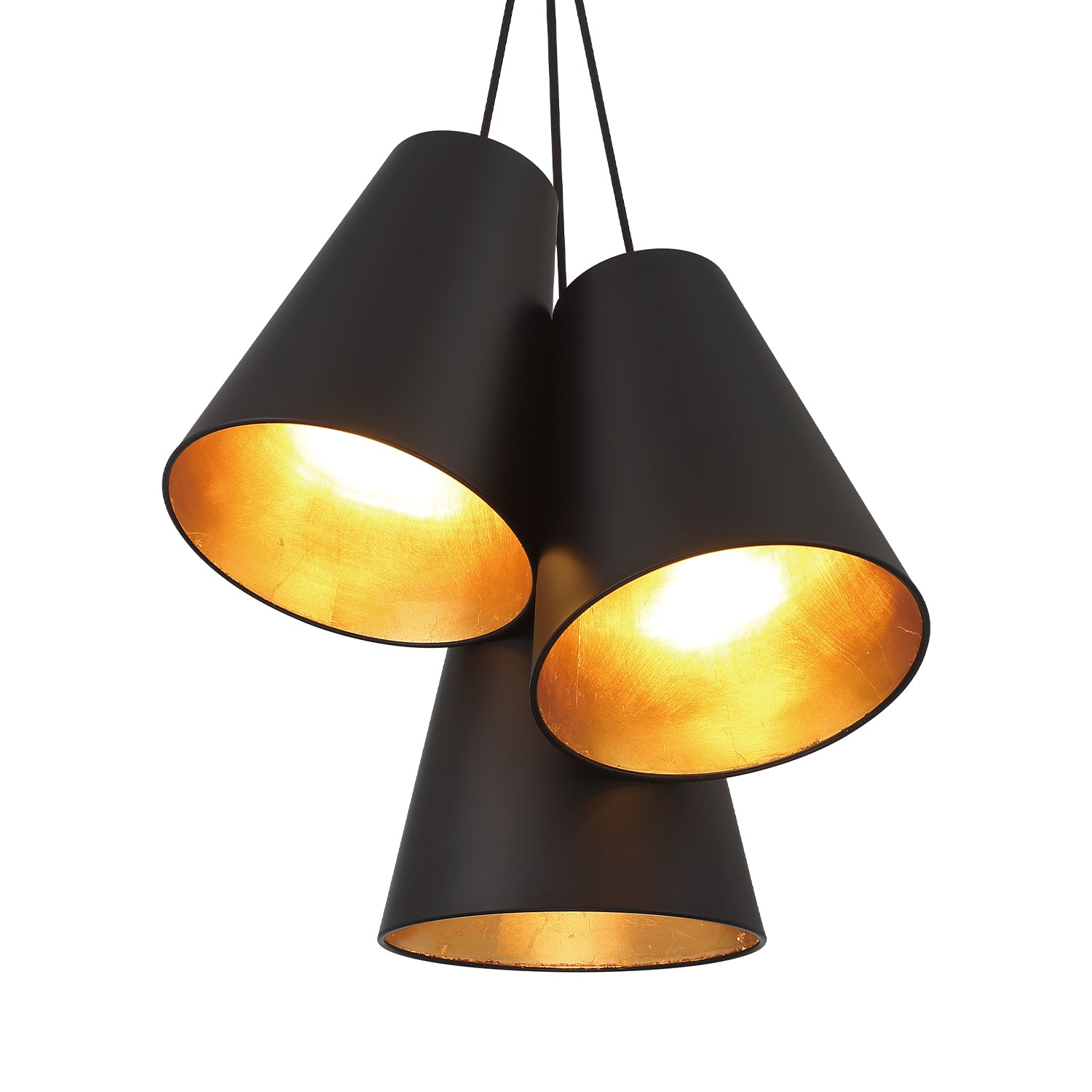 Crystorama Alston 8684-MK-GA – 20 Inch – 3 Light – Pendant Light – Matte Black + Antique Gold – Damp Rated
