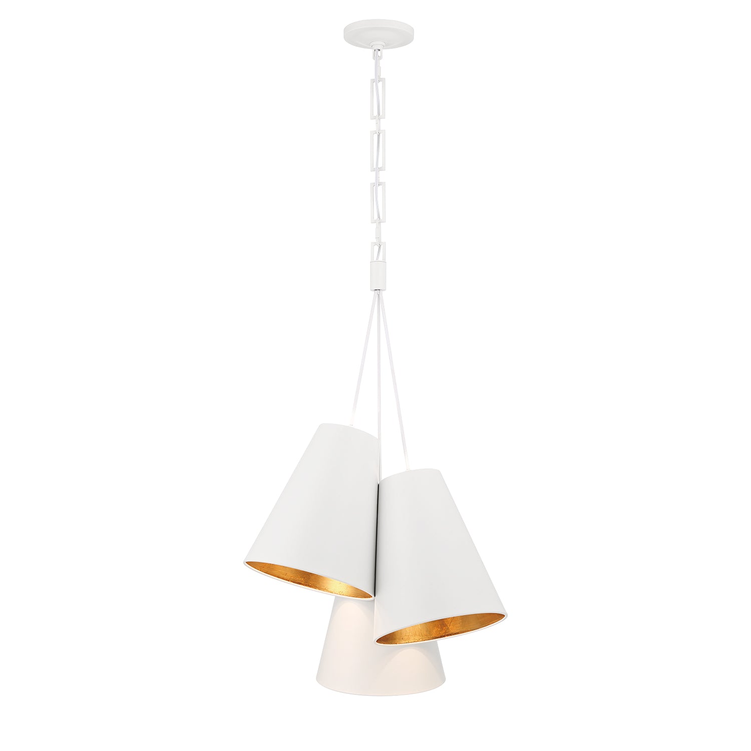 Crystorama Alston 8684-MT-GA – 20 Inch – 3 Light – Pendant Light – Matte White + Antique Gold – Damp Rated