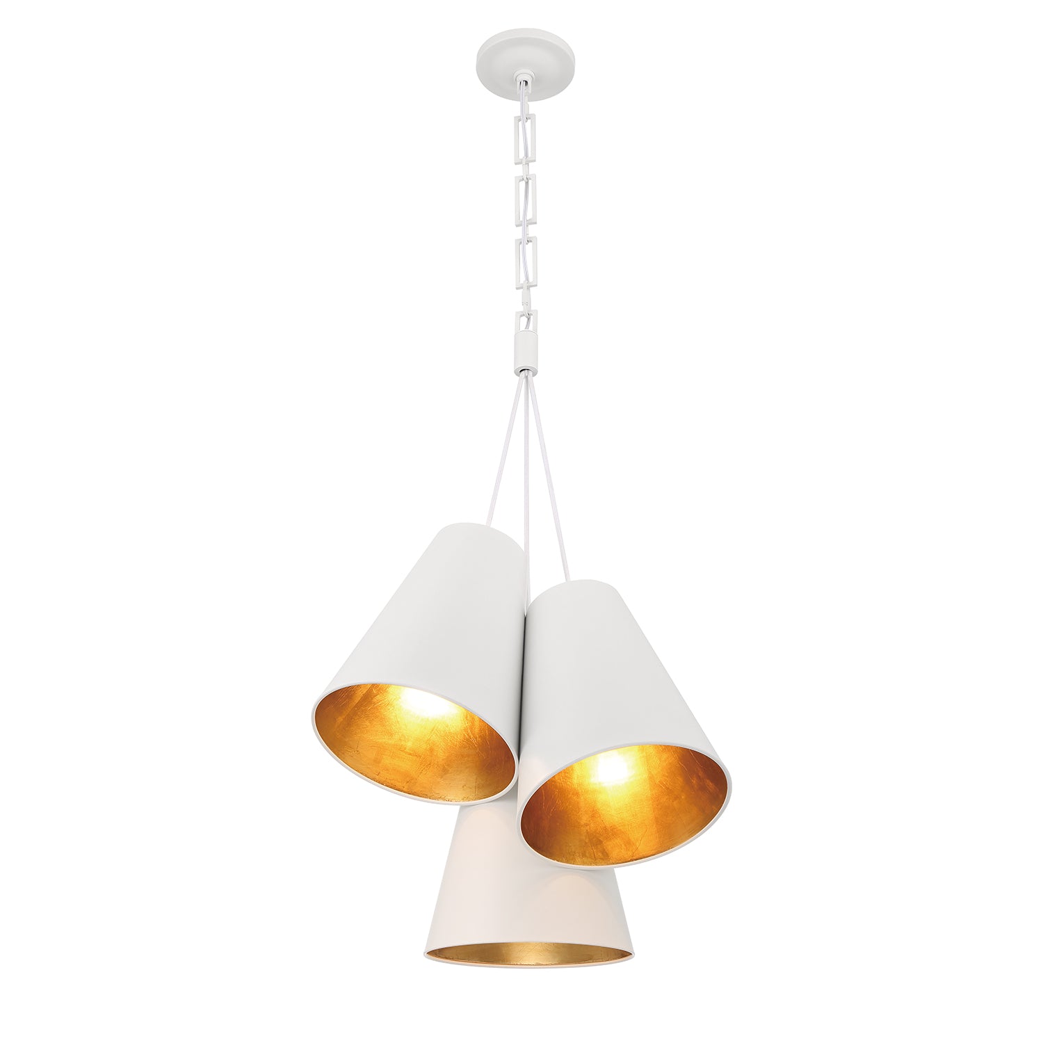 Crystorama Alston 8684-MT-GA – 20 Inch – 3 Light – Pendant Light – Matte White + Antique Gold – Damp Rated