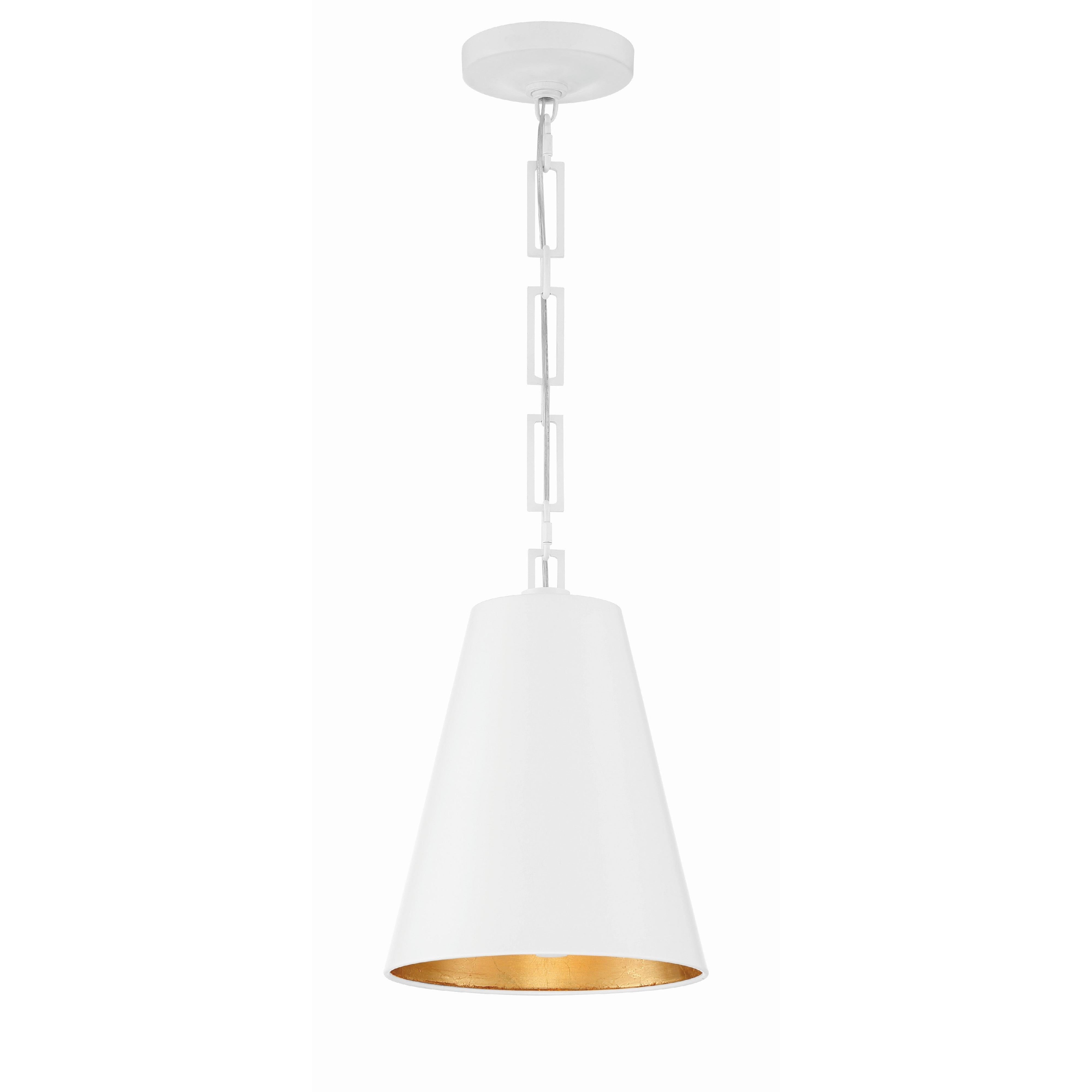 Crystorama Alston 8685-MT-GA – 10 Inch – 2 Light – Pendant Light – Matte White + Antique Gold – Dry Rated