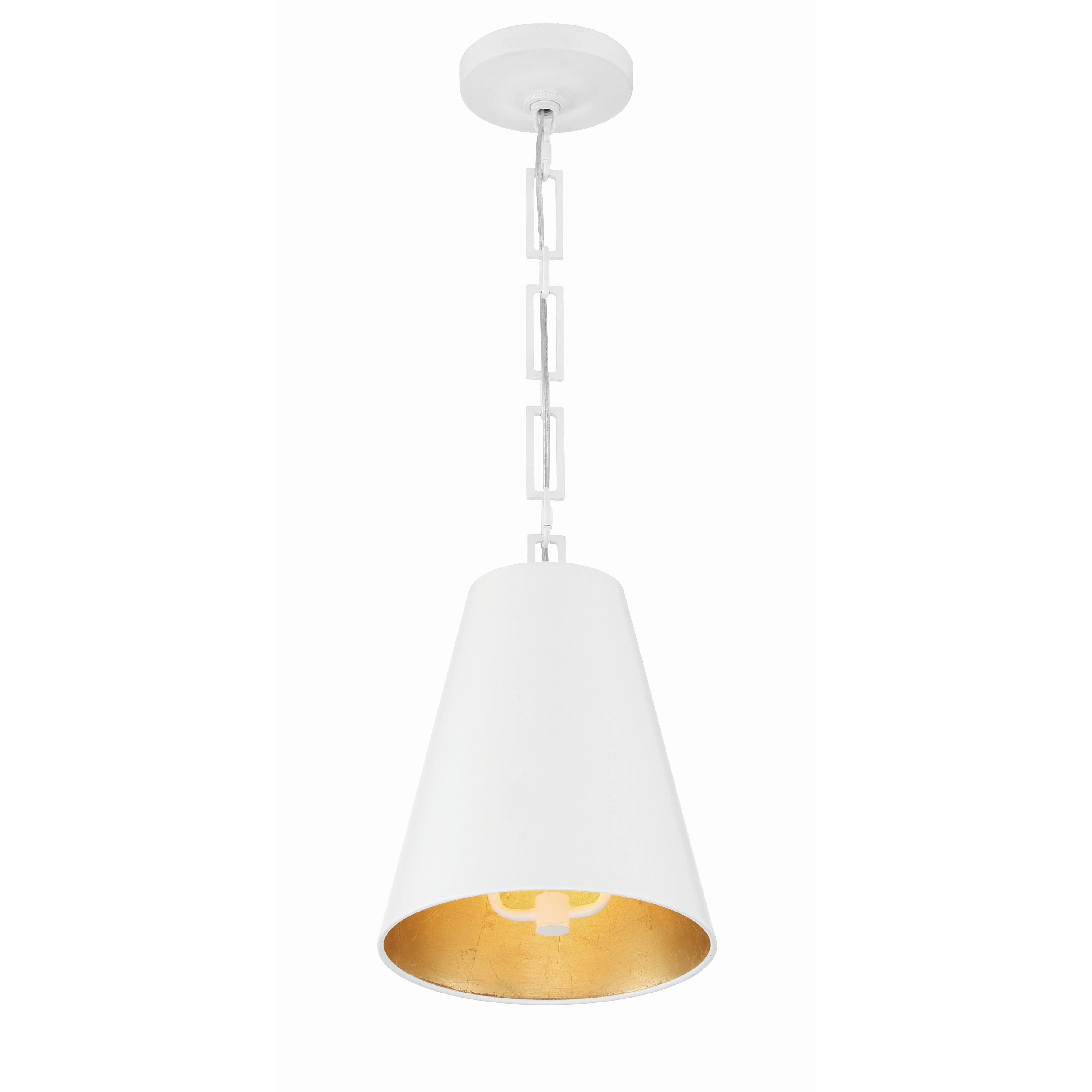 Crystorama Alston 8685-MT-GA – 10 Inch – 2 Light – Pendant Light – Matte White + Antique Gold – Dry Rated
