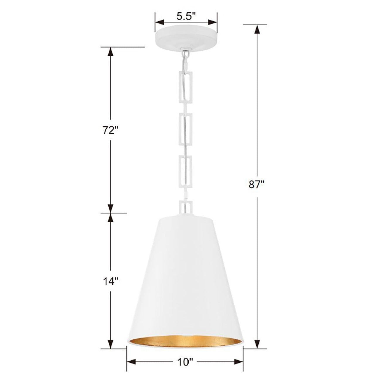 Crystorama Alston 8685-MT-GA – 10 Inch – 2 Light – Pendant Light – Matte White + Antique Gold – Dry Rated