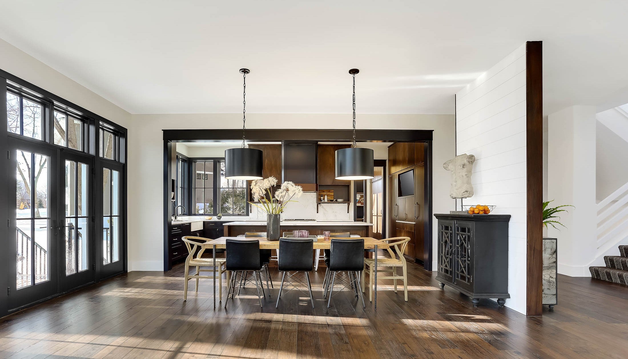 Crystorama Alston 8686-MK-WH – 20 Inch – 6 Light – Pendant Light – Matte Black + White – Dry Rated