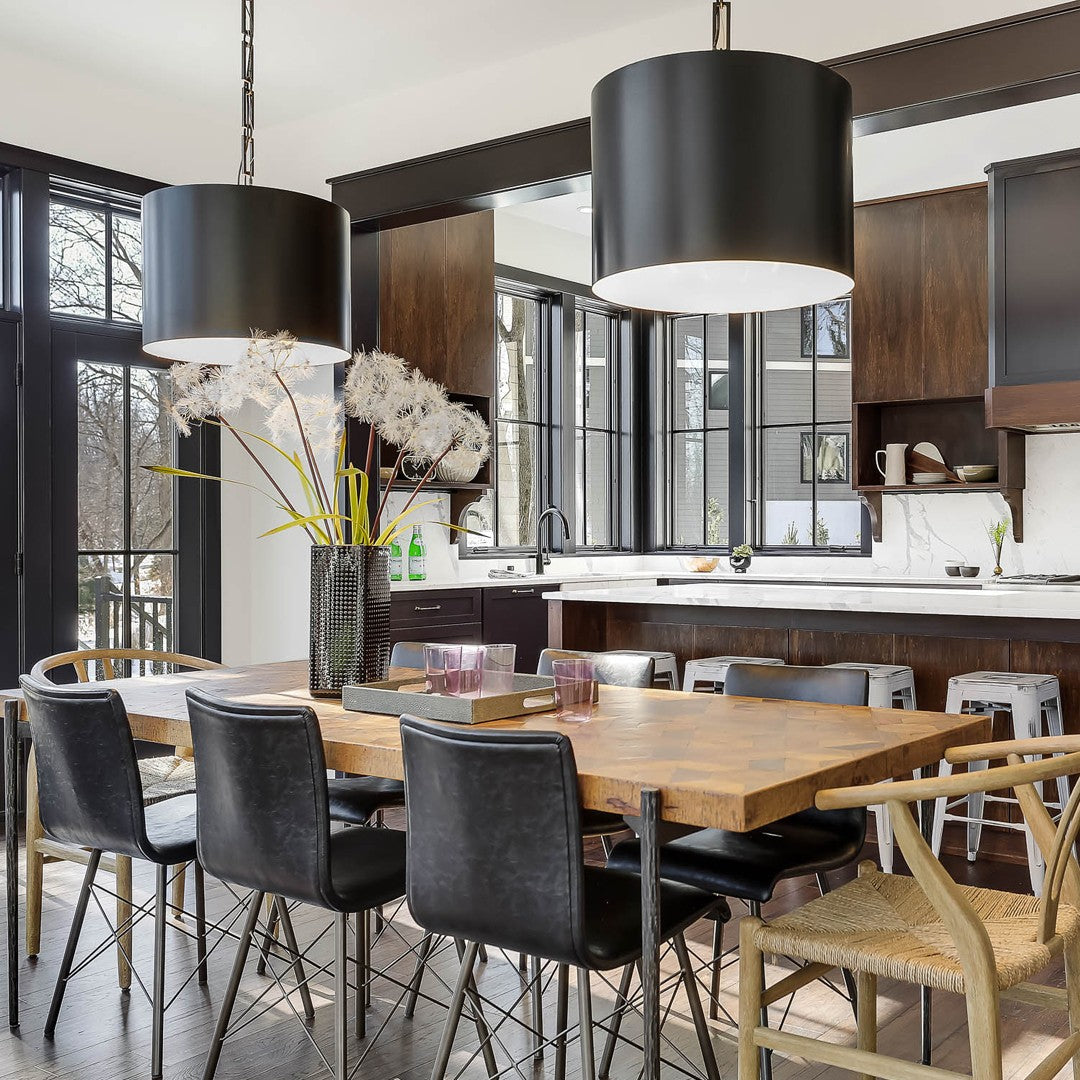 Crystorama Alston 8686-MK-WH – 20 Inch – 6 Light – Pendant Light – Matte Black + White – Dry Rated