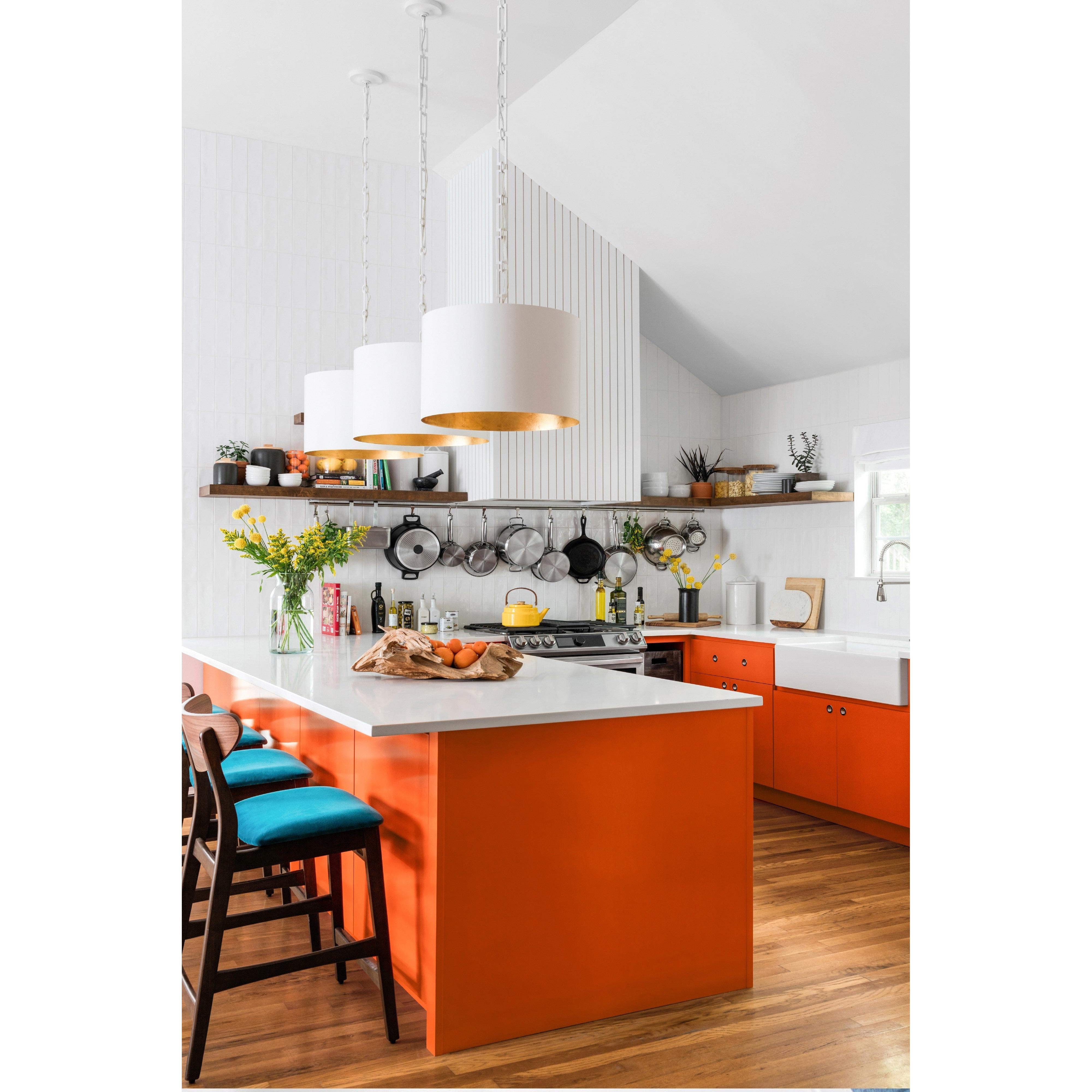 Crystorama Alston 8686-MT-GA – 20 Inch – 6 Light – Pendant Light – Matte White + Antique Gold – Dry Rated