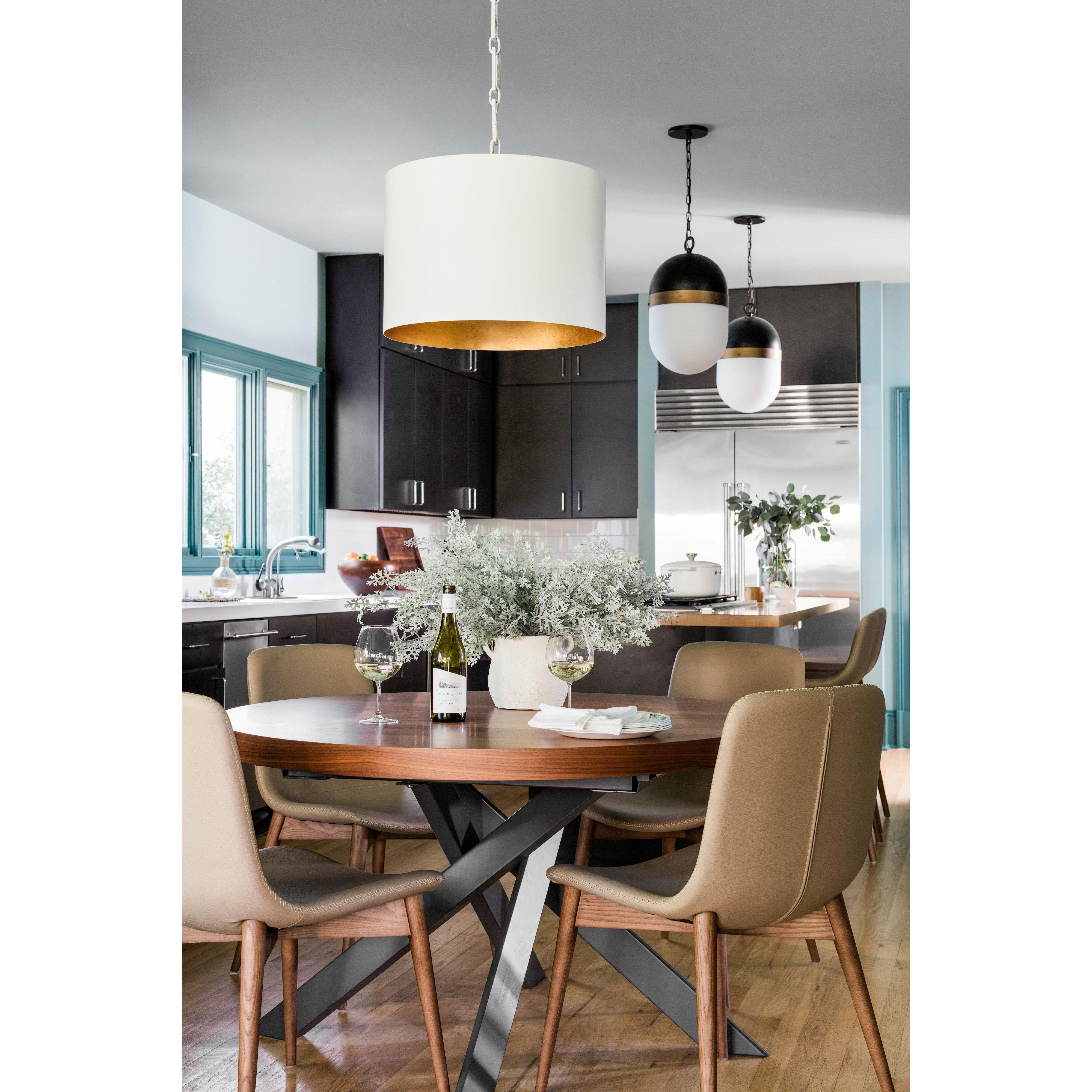 Crystorama Alston 8686-MT-GA – 20 Inch – 6 Light – Pendant Light – Matte White + Antique Gold – Dry Rated