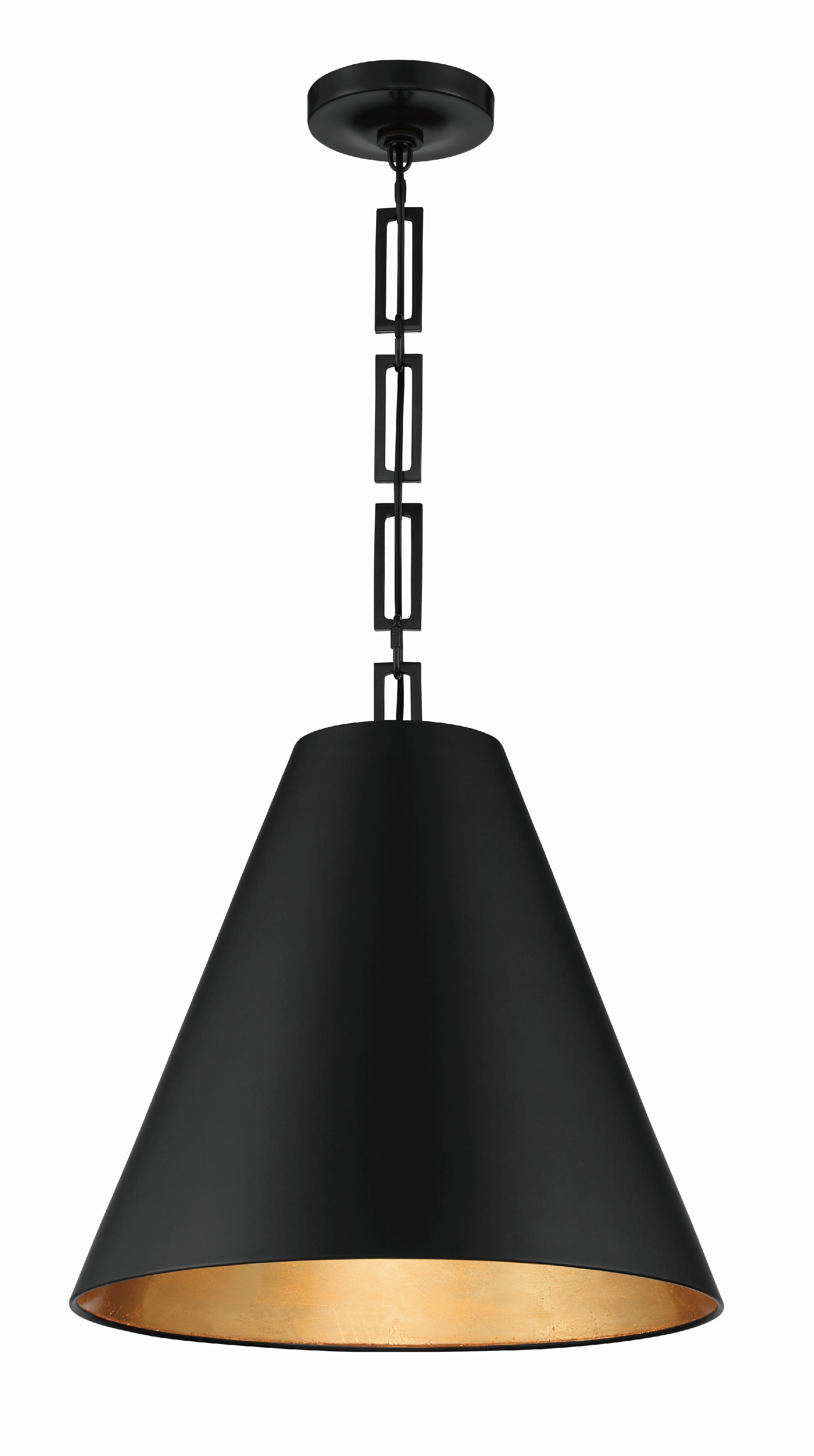 Crystorama Alston 8687-MK-GA – 18 Inch – 3 Light – Pendant Light – Matte Black + Antique Gold – Dry Rated