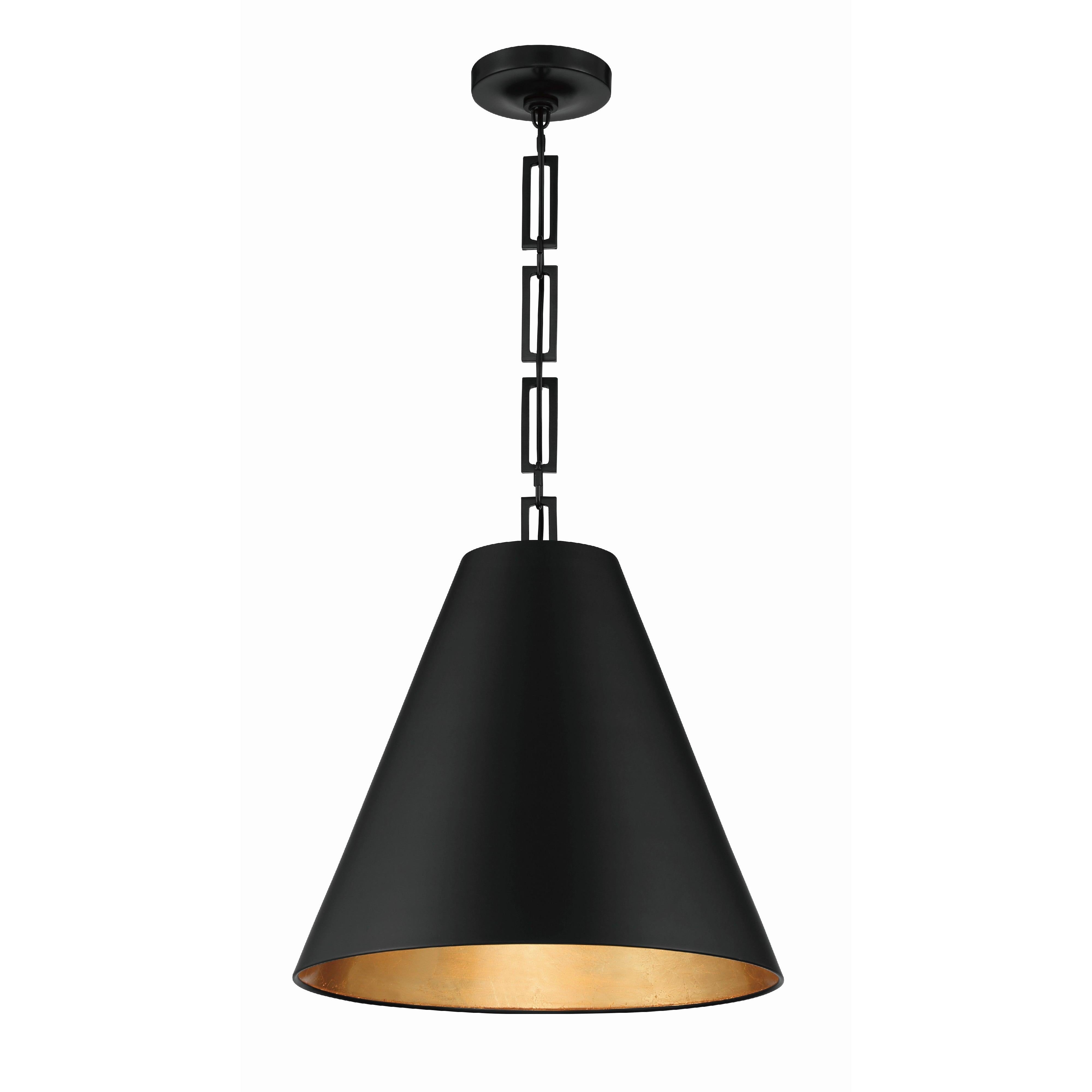 Crystorama Alston 8687-MK-GA – 18 Inch – 3 Light – Pendant Light – Matte Black + Antique Gold – Dry Rated