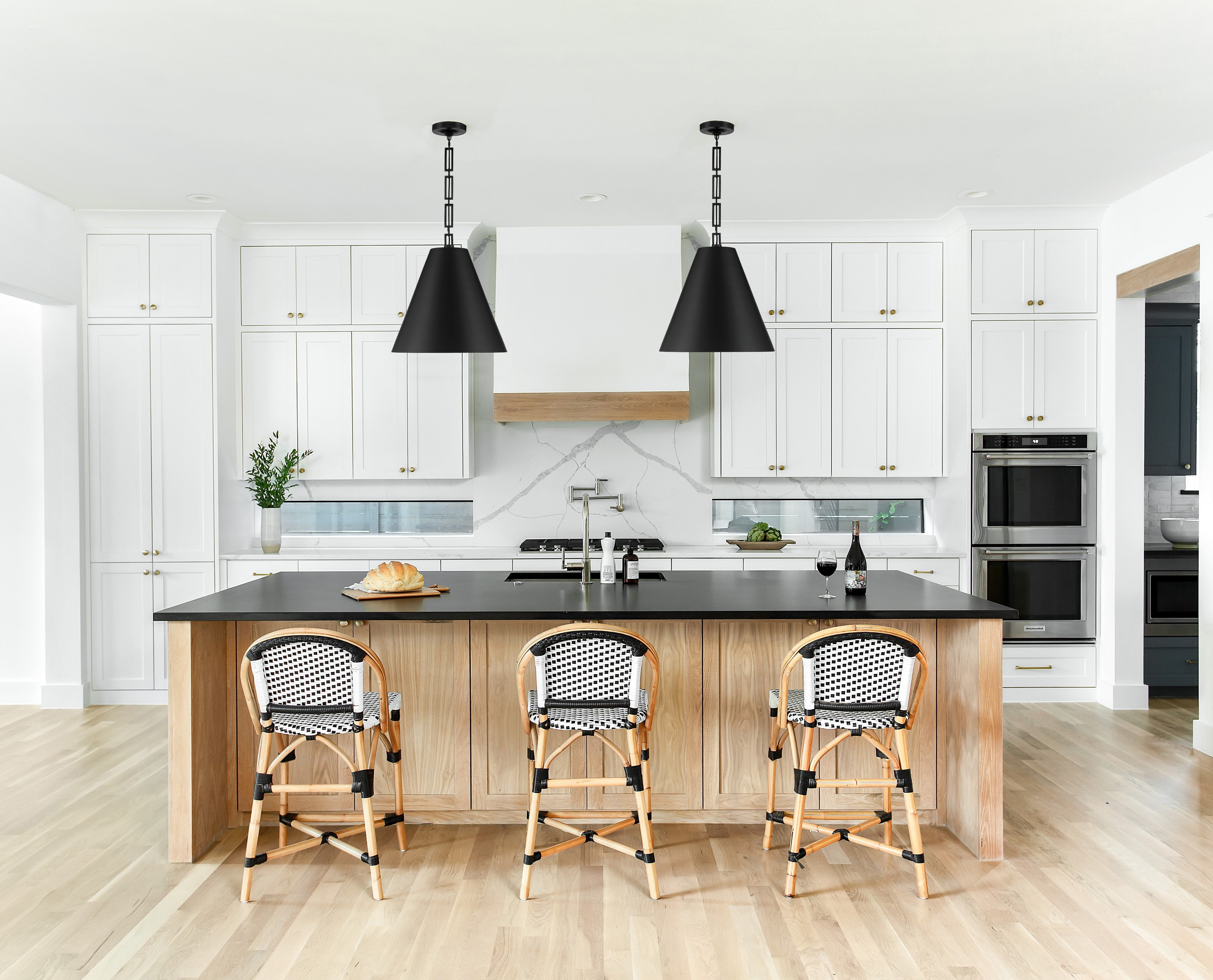 Crystorama Alston 8687-MK-GA – 18 Inch – 3 Light – Pendant Light – Matte Black + Antique Gold – Dry Rated