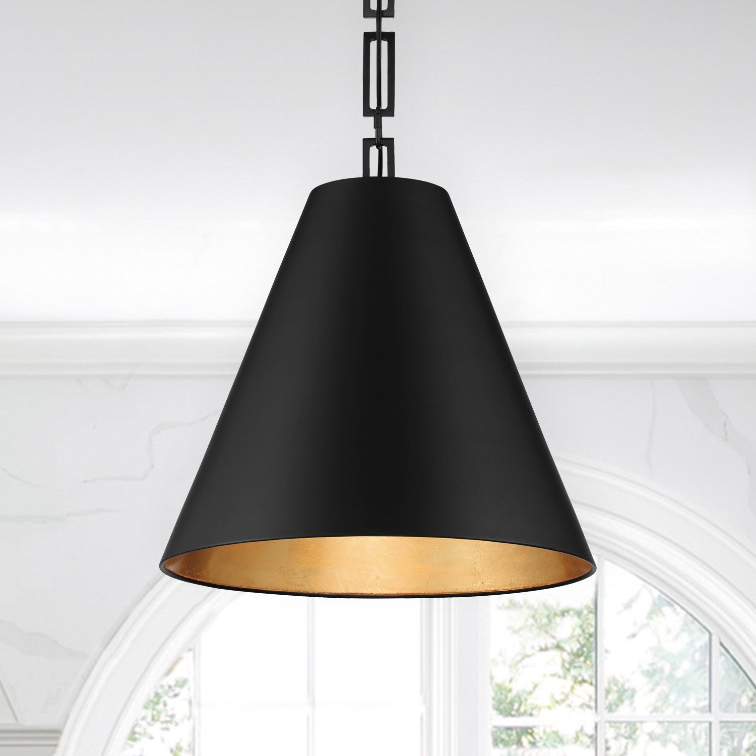 Crystorama Alston 8687-MK-GA – 18 Inch – 3 Light – Pendant Light – Matte Black + Antique Gold – Dry Rated