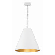 Crystorama Alston 8687-MT-GA – 18 Inch – 3 Light – Pendant Light – Matte White + Antique Gold – Dry Rated