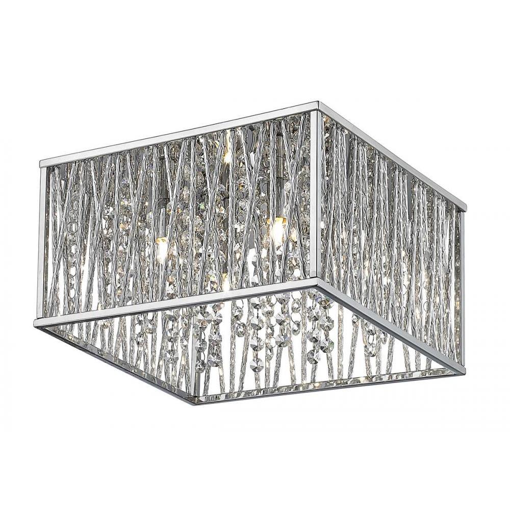 4 Light Flush Mount Light-Chrome