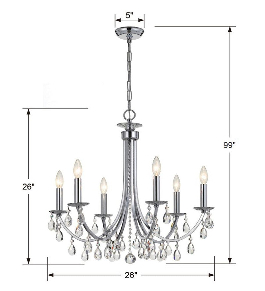 Crystorama BRIDGEHAMPTON 8826-CH-CL-MWP Chandelier Contemporary - Polished Chrome