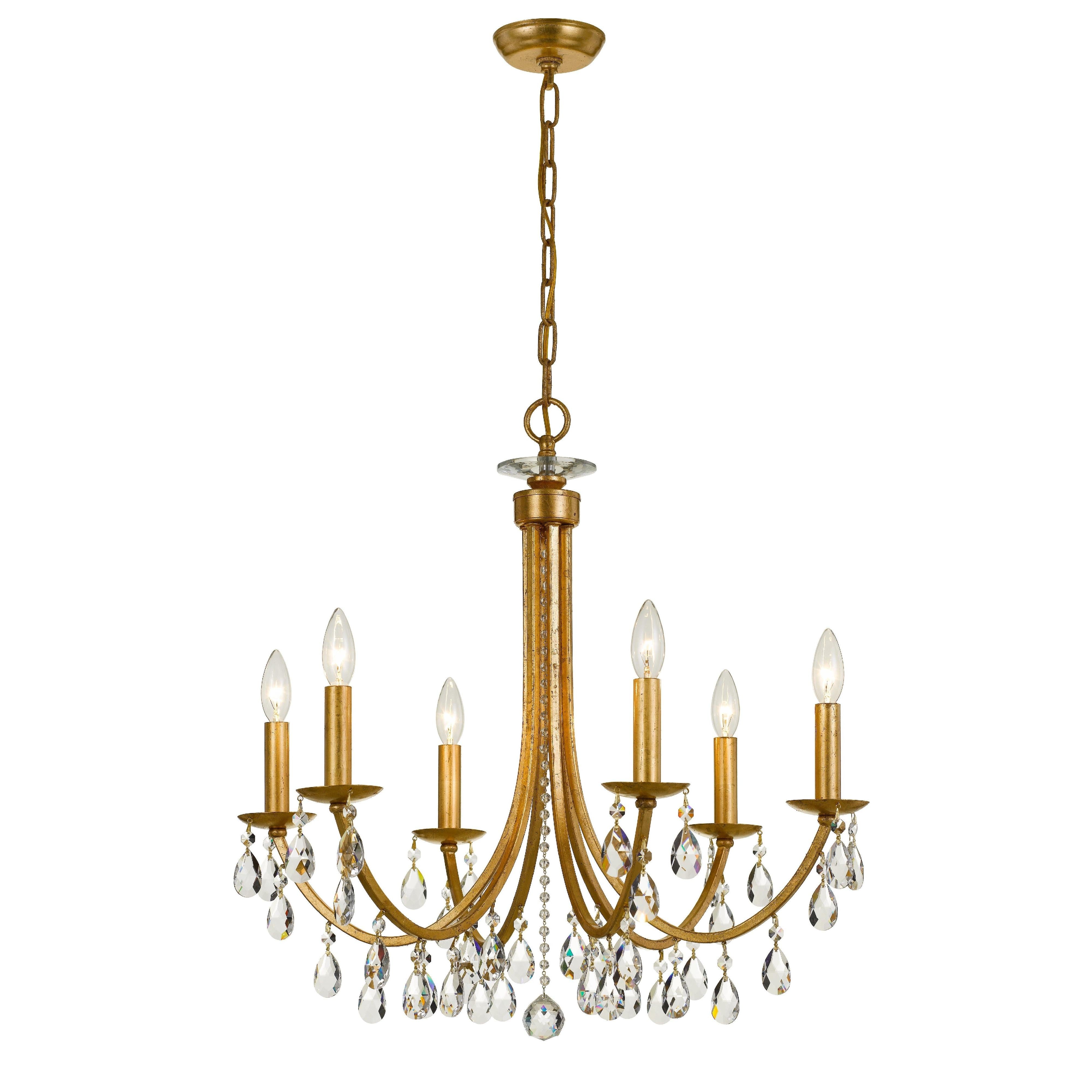 Crystorama Bridgehampton 8826-GA-CL-MWP – 26 Inch – 6 Light – Chandelier – Clear Crystal – Antique Gold – Dry Rated