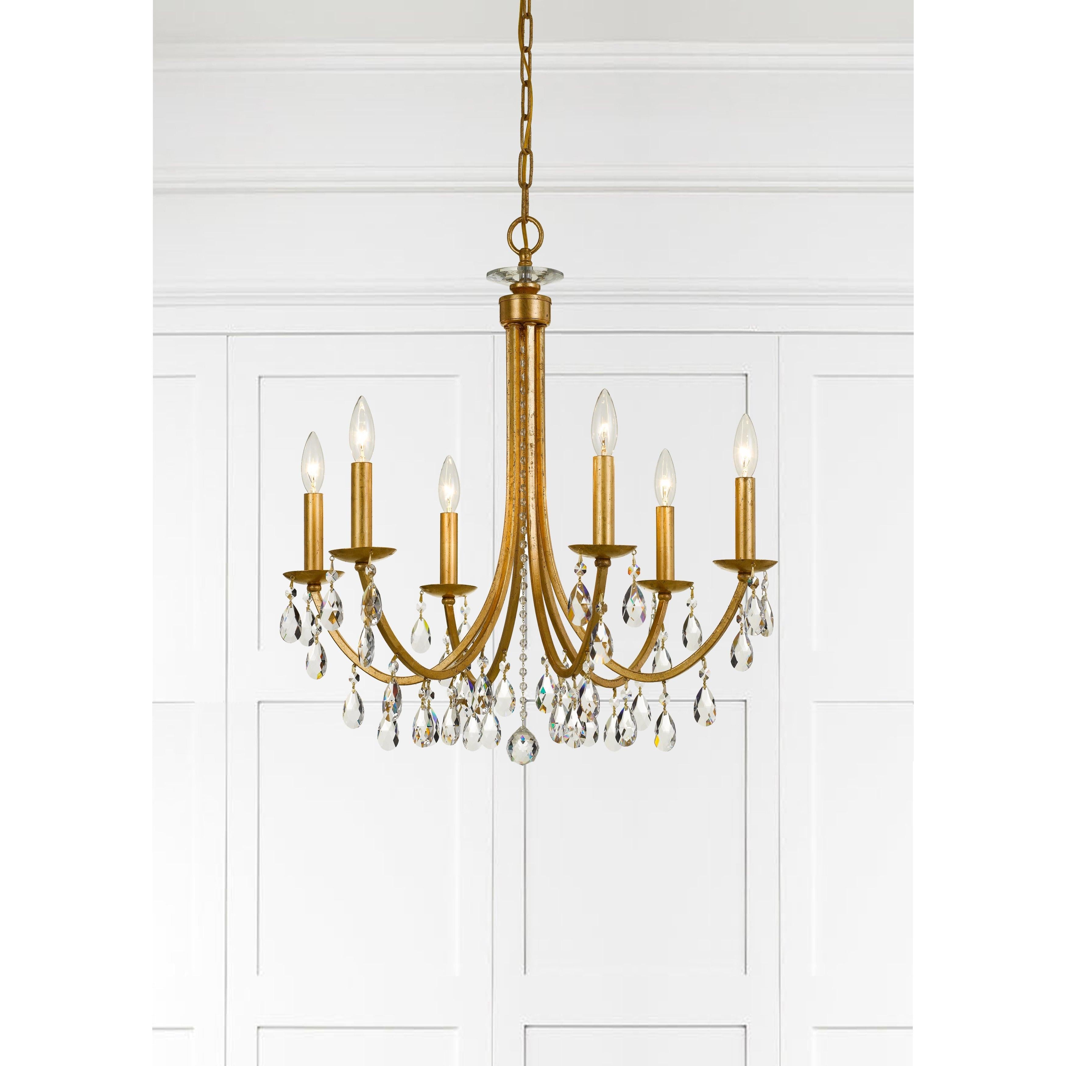 Crystorama Bridgehampton 8826-GA-CL-MWP – 26 Inch – 6 Light – Chandelier – Clear Crystal – Antique Gold – Dry Rated