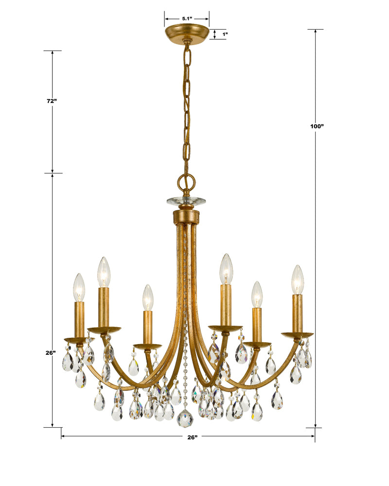 Crystorama BRIDGEHAMPTON 8826-GA-CL-MWP Chandelier Contemporary - Antique Gold