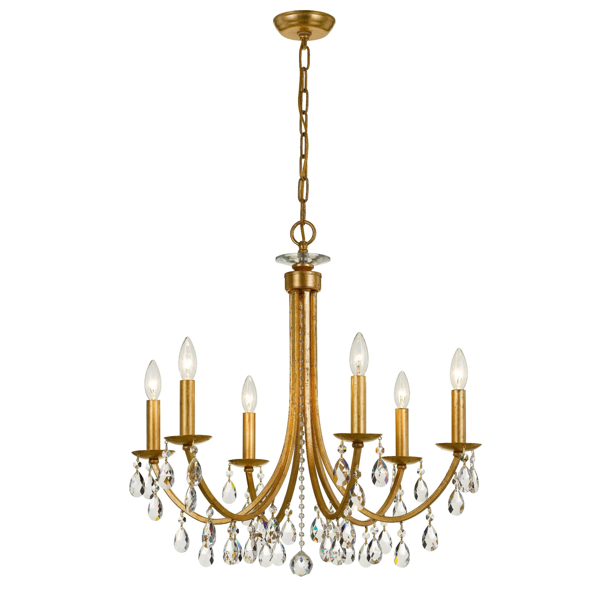 Crystorama Bridgehampton 8826-GA-CL-S – 26 Inch – 6 Light – Chandelier – Clear Crystal – Antique Gold – Dry Rated