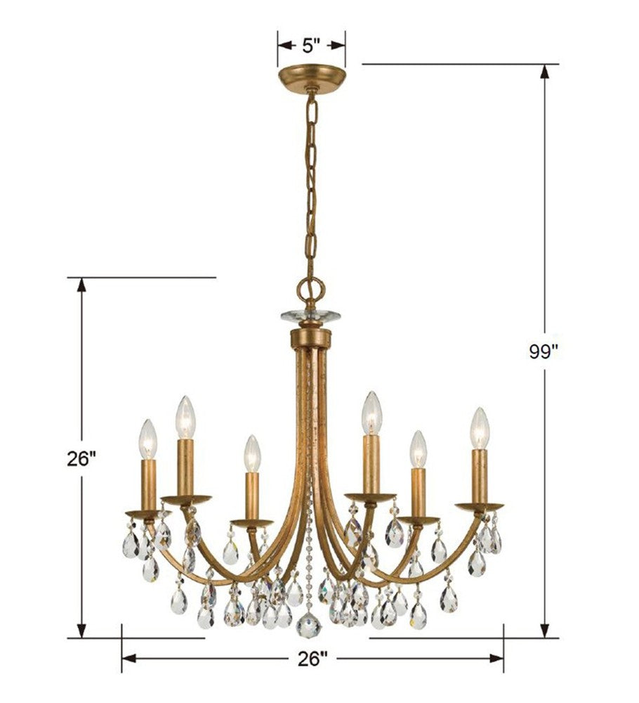 Crystorama BRIDGEHAMPTON 8826-GA-CL-SAQ Chandelier Contemporary - Antique Gold