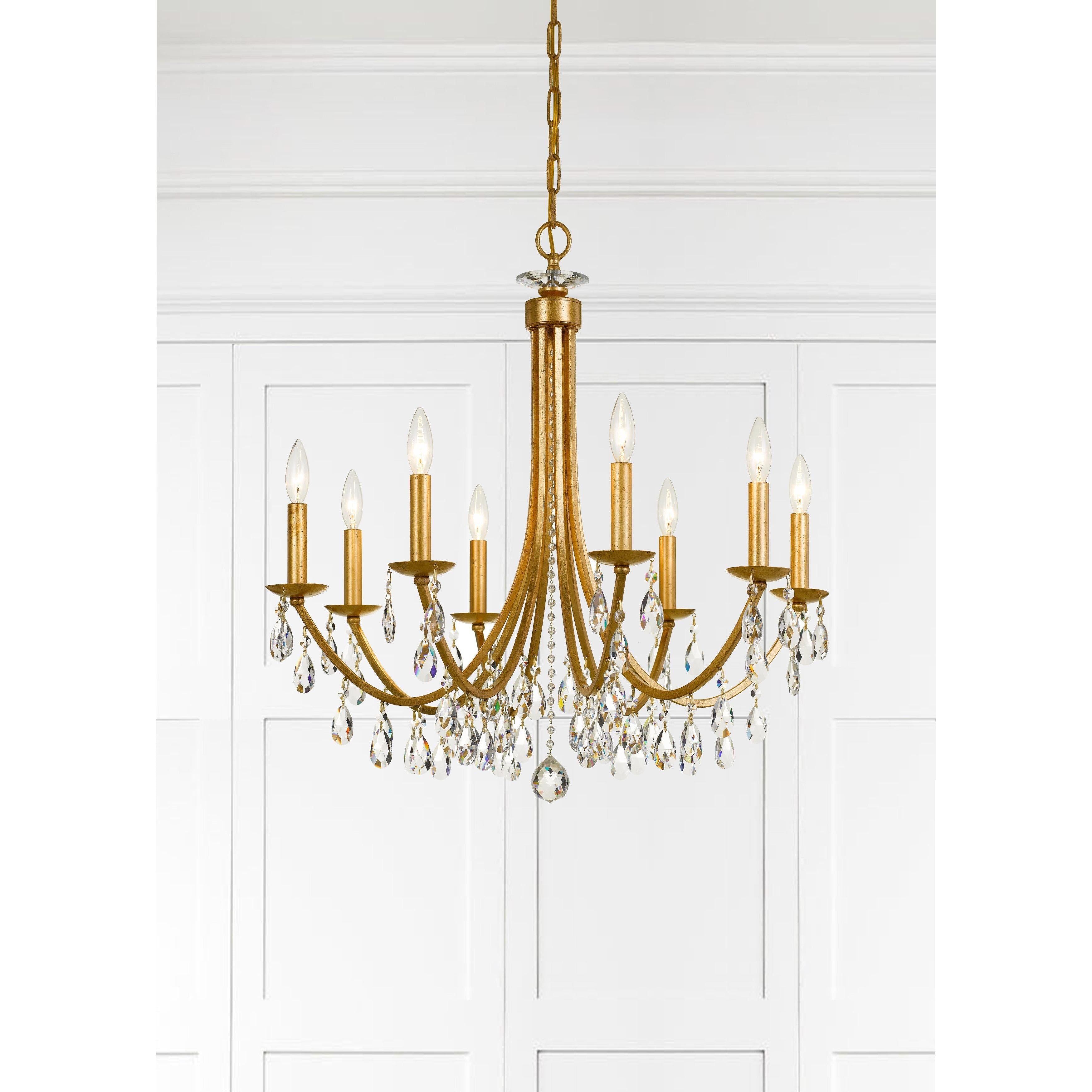 Crystorama Bridgehampton 8828-GA-CL-MWP – 28 Inch – 8 Light – Chandelier – Clear Crystal – Antique Gold – Dry Rated