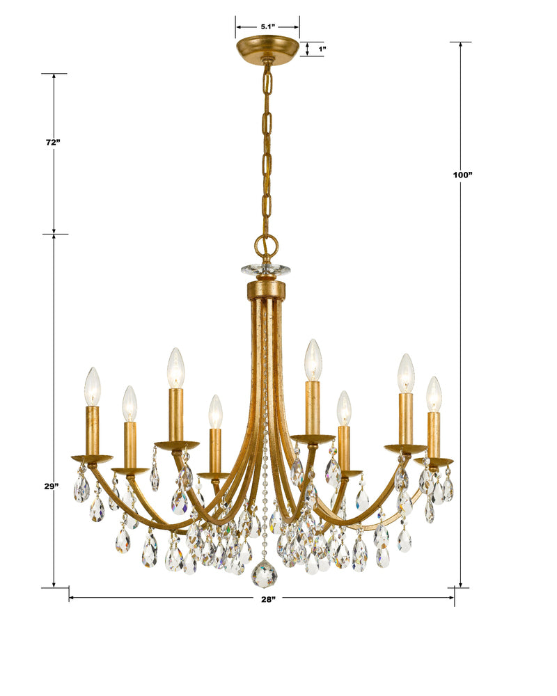 Crystorama BRIDGEHAMPTON 8828-GA-CL-MWP Chandelier Contemporary - Antique Gold