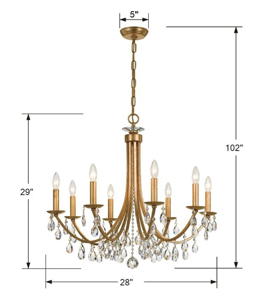 Crystorama BRIDGEHAMPTON 8828-GA-CL-SAQ Chandelier Contemporary - Antique Gold