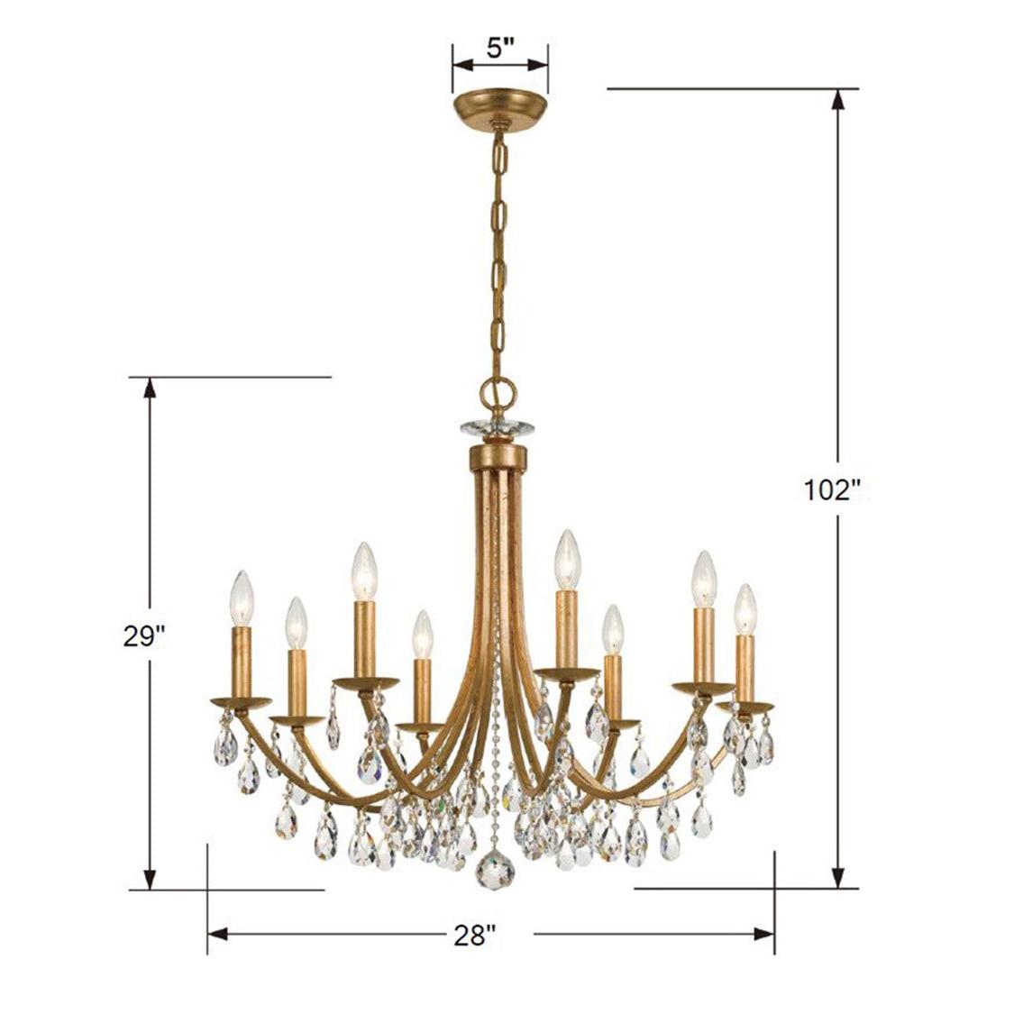Crystorama Bridgehampton 8828-GA-CL-S – 28 Inch – 8 Light – Chandelier – Clear Crystal – Antique Gold – Dry Rated
