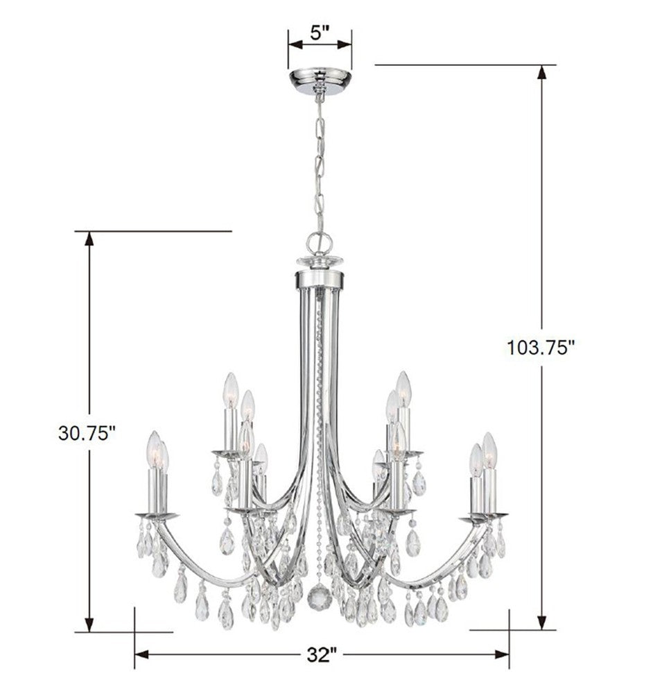 Crystorama BRIDGEHAMPTON 8829-CH-CL-MWP Chandelier Contemporary - Polished Chrome