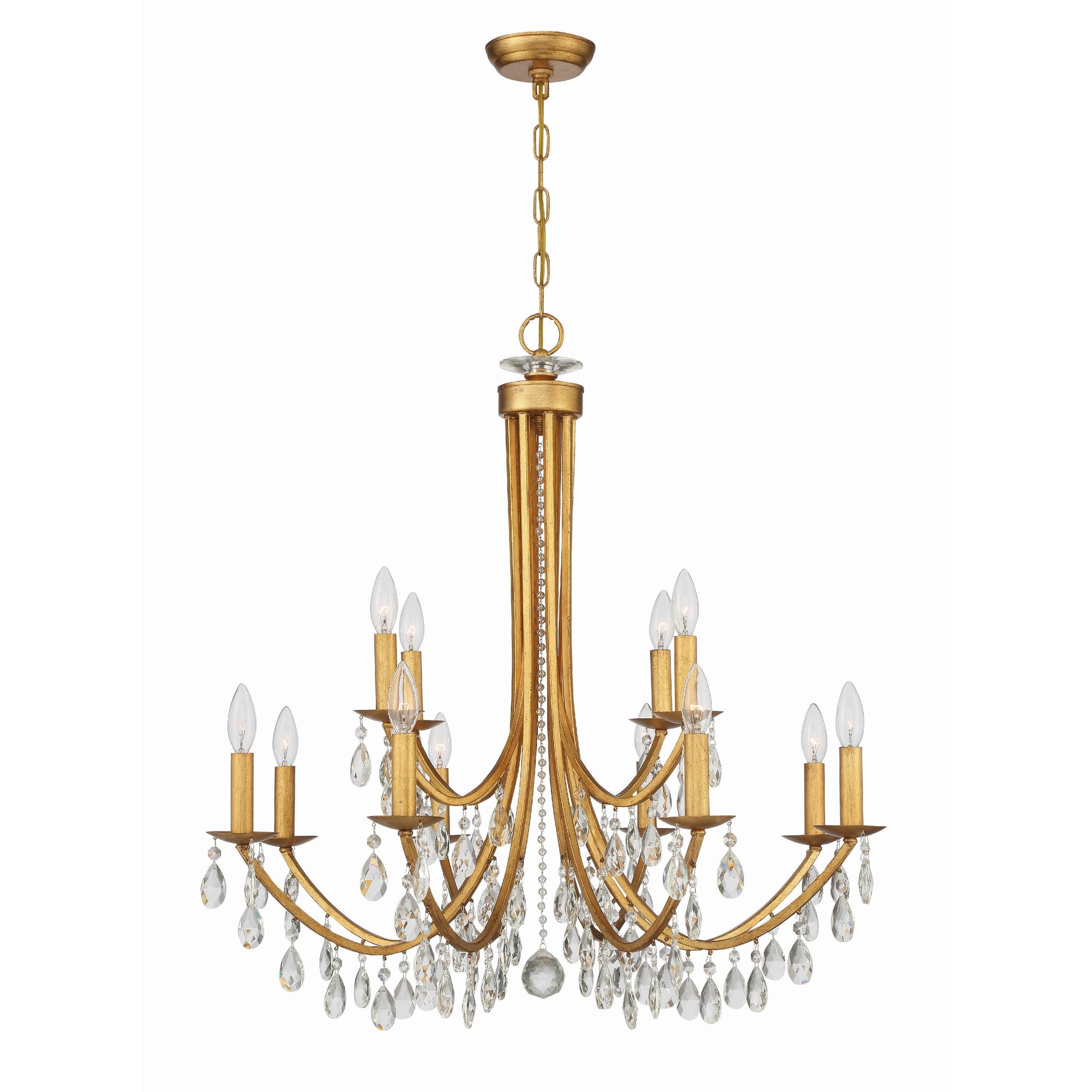 Crystorama Bridgehampton 8829-GA-CL-MWP – 32 Inch – 12 Light – Chandelier – Clear Crystal – Antique Gold – Dry Rated