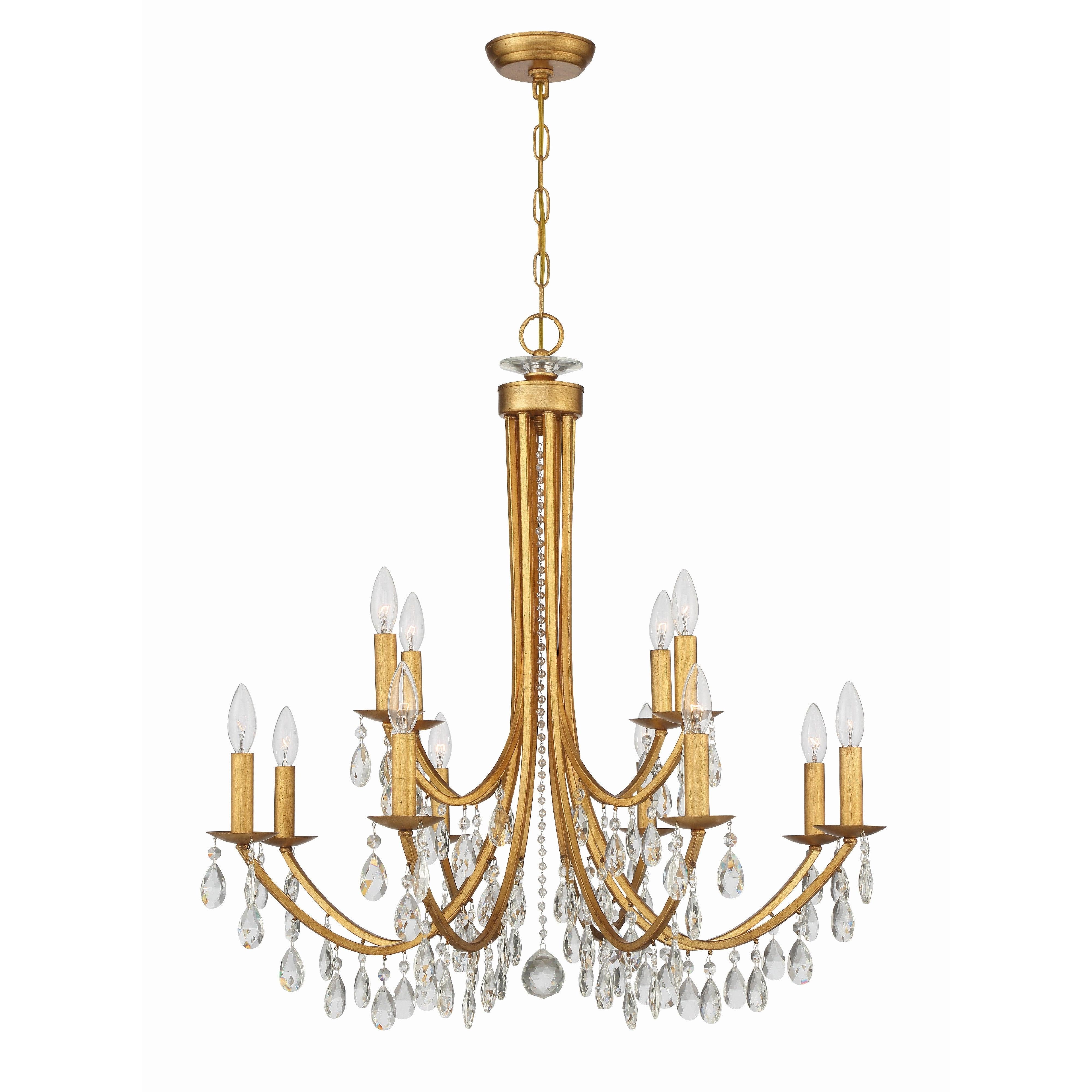Crystorama Bridgehampton 8829-GA-CL-MWP – 32 Inch – 12 Light – Chandelier – Clear Crystal – Antique Gold – Dry Rated