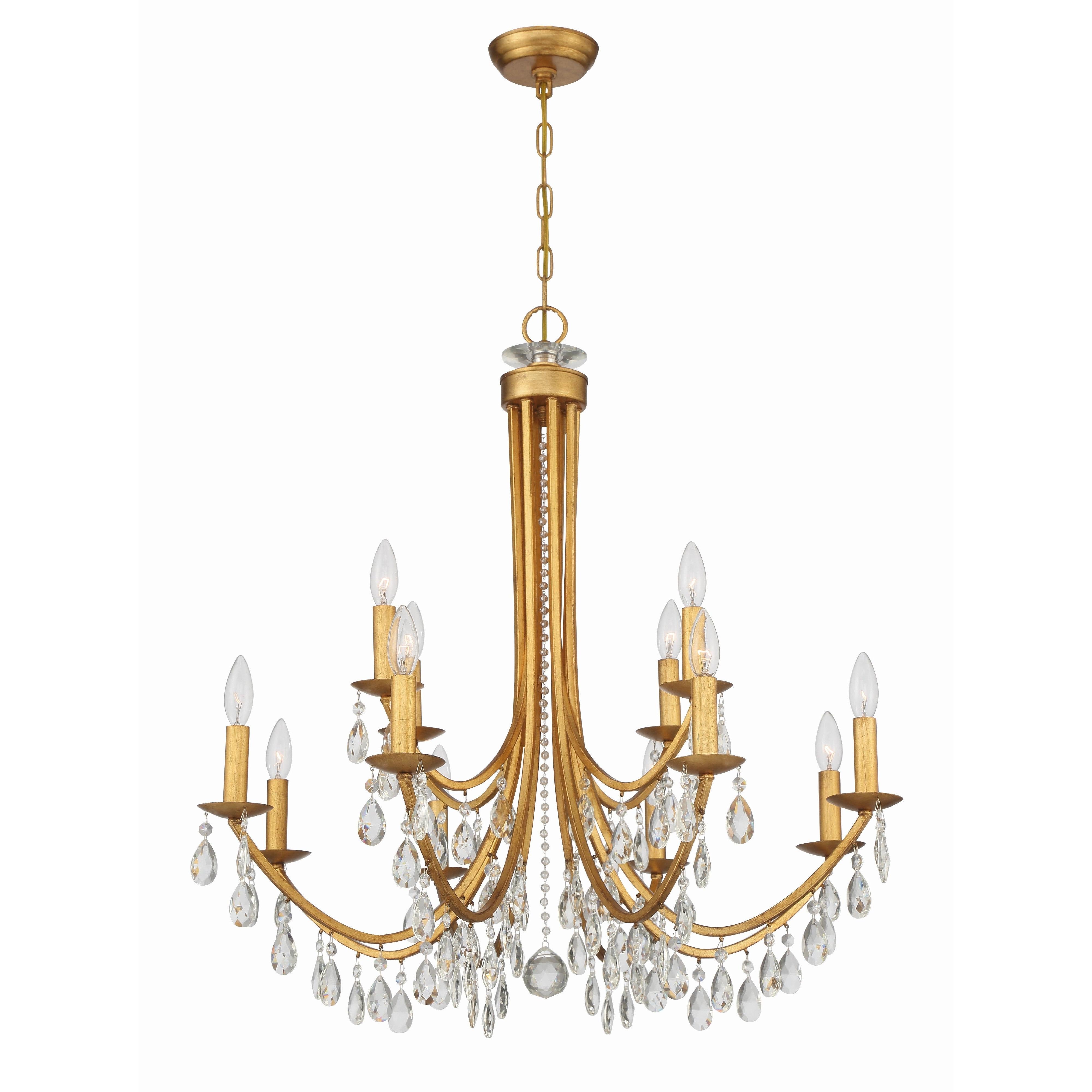 Crystorama Bridgehampton 8829-GA-CL-MWP – 32 Inch – 12 Light – Chandelier – Clear Crystal – Antique Gold – Dry Rated