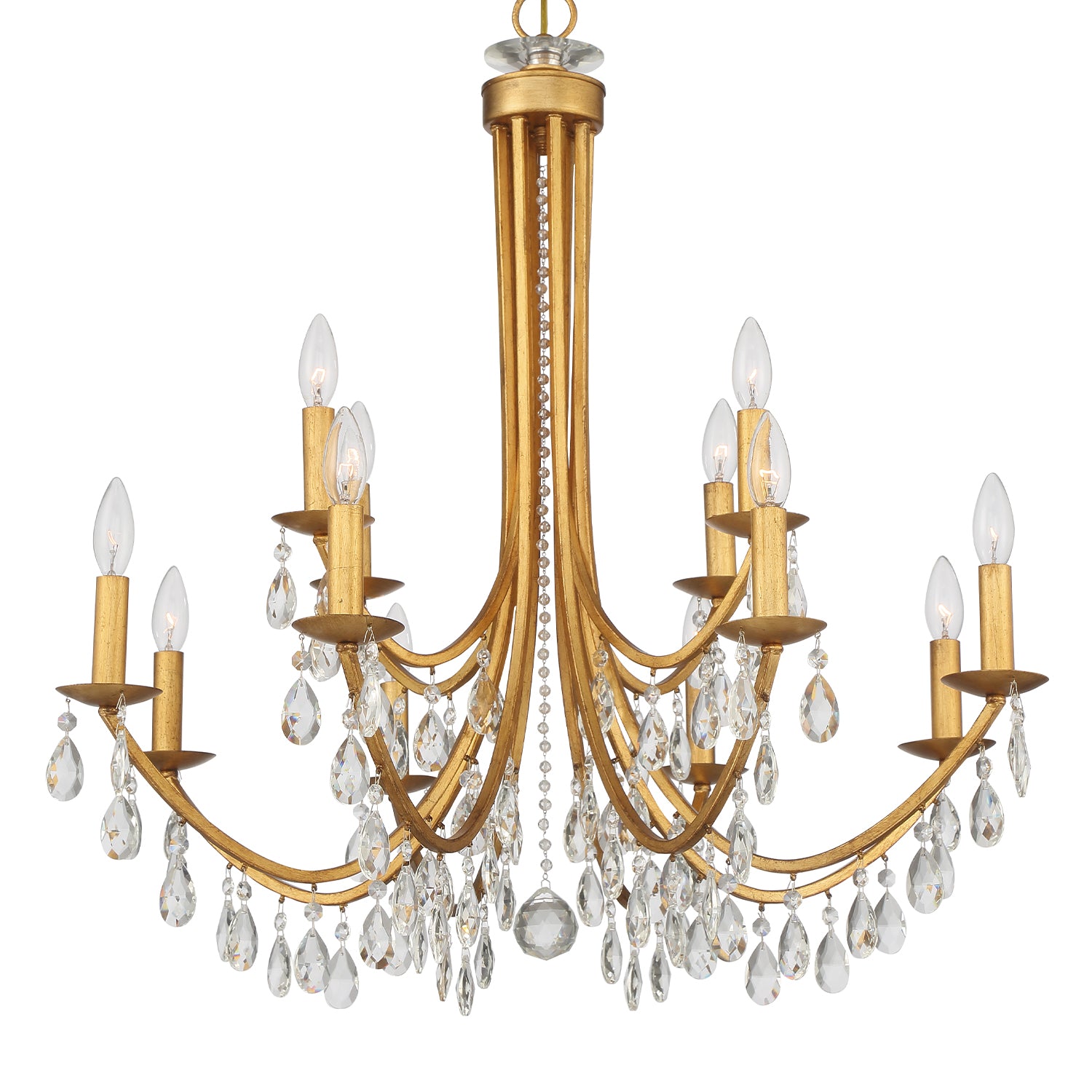 Crystorama Bridgehampton 8829-GA-CL-MWP – 32 Inch – 12 Light – Chandelier – Clear Crystal – Antique Gold – Dry Rated