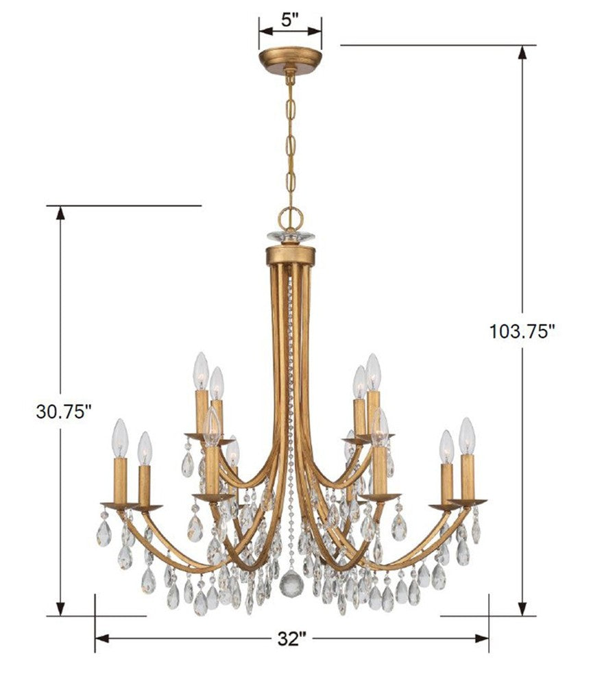 Crystorama BRIDGEHAMPTON 8829-GA-CL-SAQ Chandelier Contemporary - Antique Gold