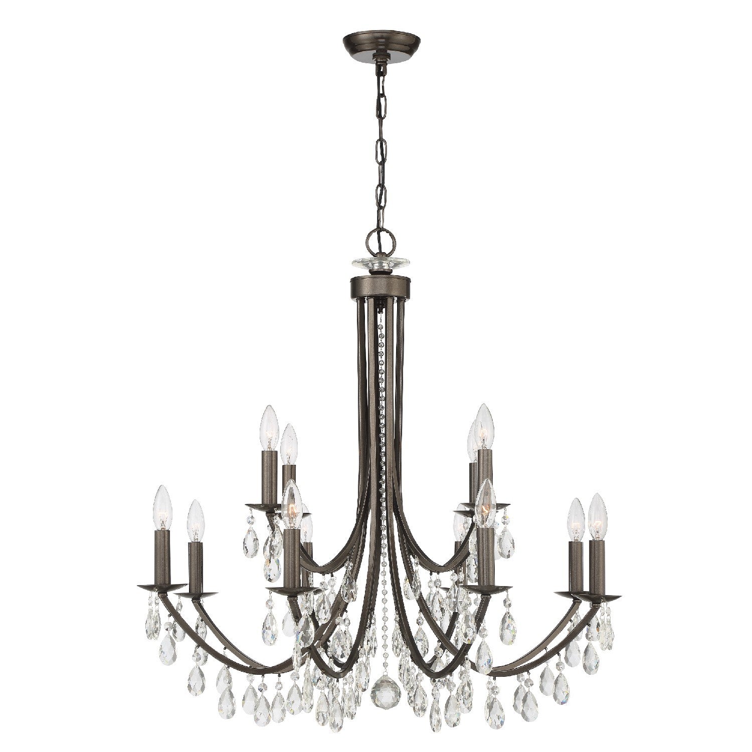 Crystorama Bridgehampton 8829-VZ-CL-MWP – 32 Inch – 12 Light – Chandelier – Clear Crystal – Vibrant Bronze – Dry Rated