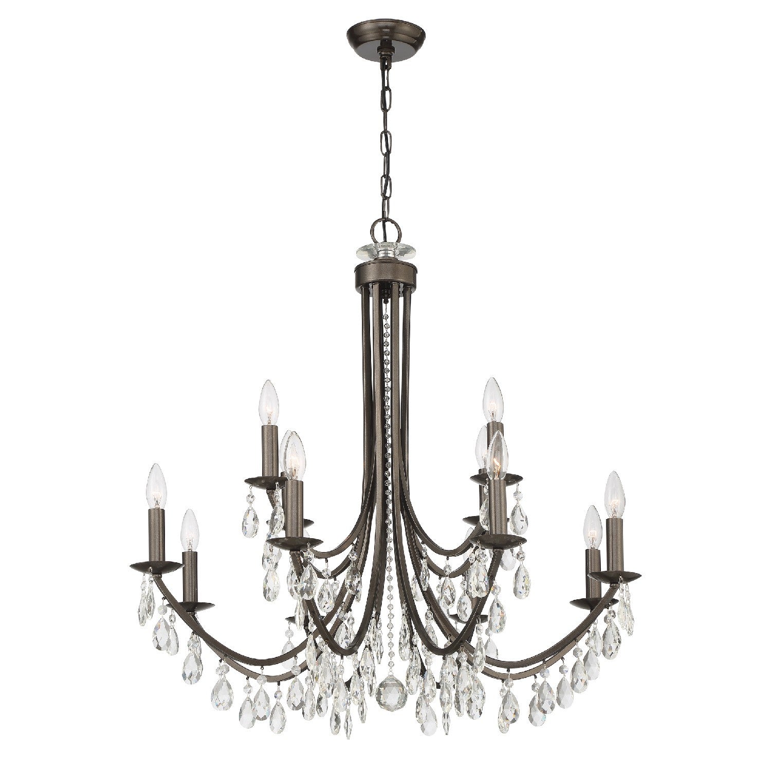 Crystorama Bridgehampton 8829-VZ-CL-MWP – 32 Inch – 12 Light – Chandelier – Clear Crystal – Vibrant Bronze – Dry Rated