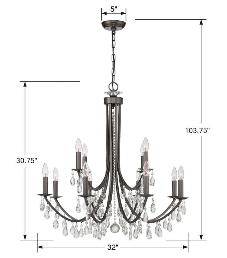 Crystorama BRIDGEHAMPTON 8829-VZ-CL-MWP Chandelier Contemporary - Vibrant Bronze