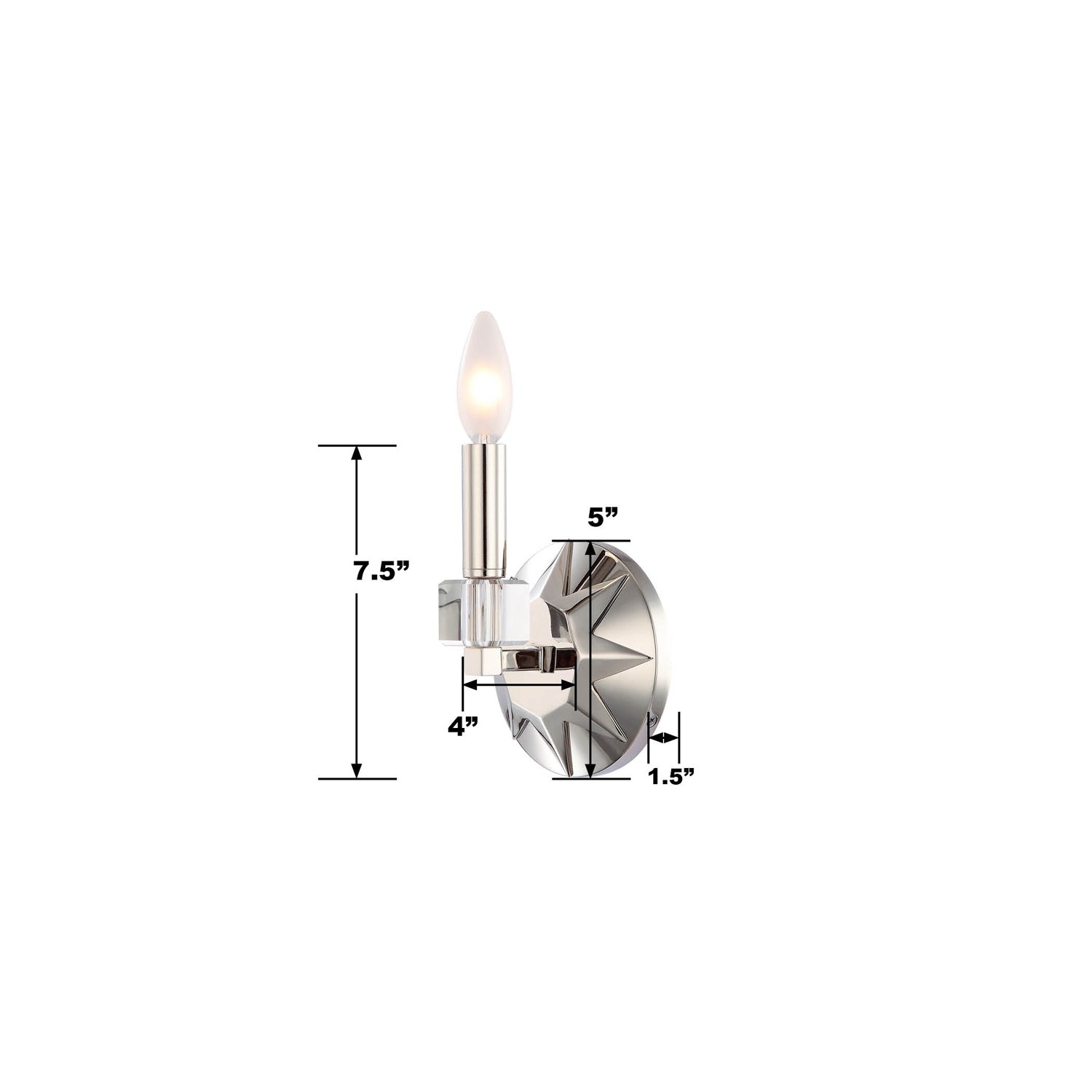 Crystorama Carson 8851-PN – 5 Inch – 1 Light – Sconce – Polished Nickel – Dry Rated